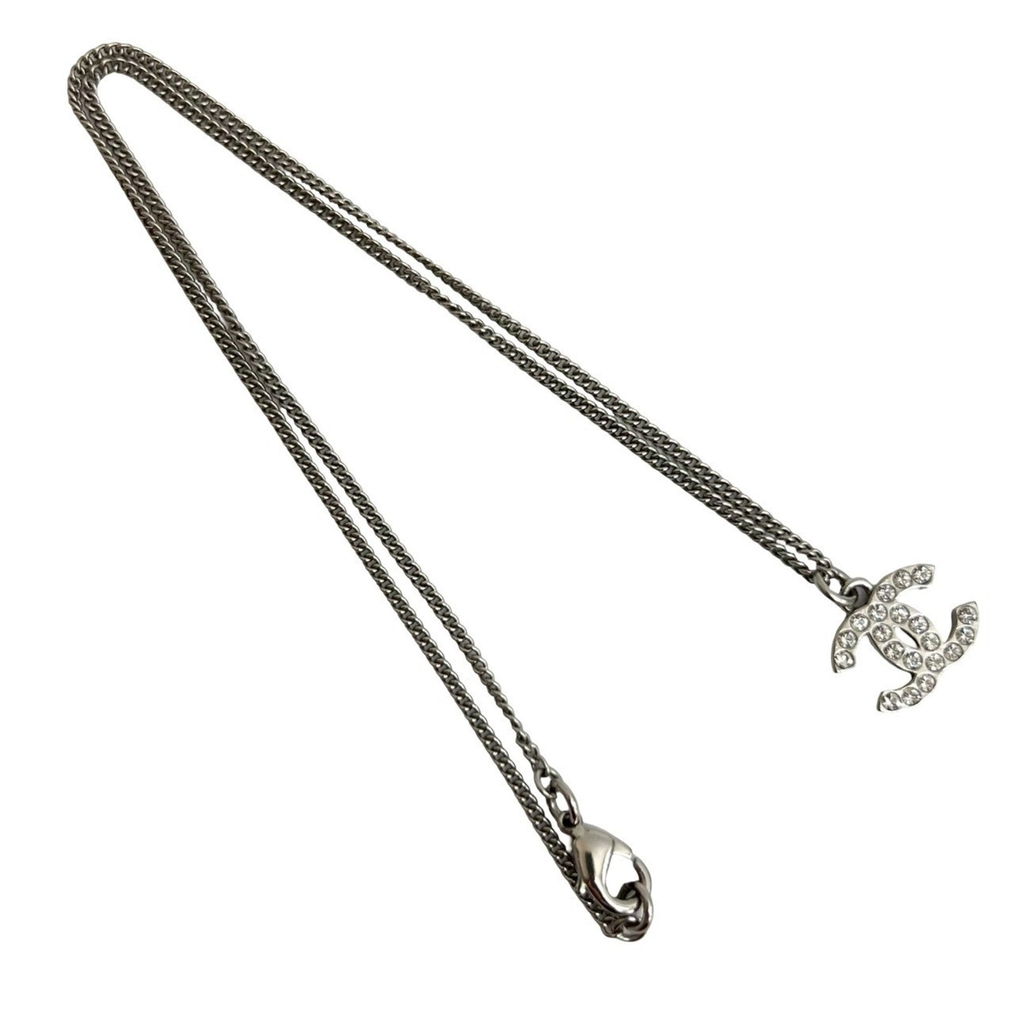 CC Logo Chain Pendant Necklace Silver-Tone Metal