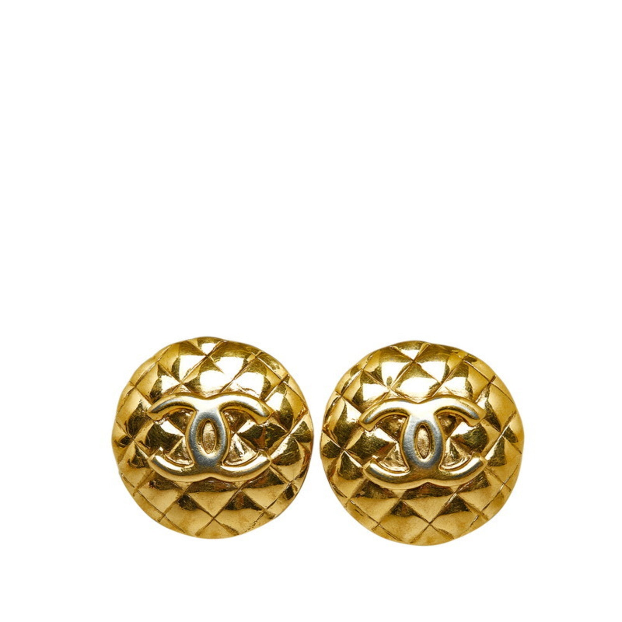 CC Logo Clip-On Earrings Metal Gold-Tone Metal