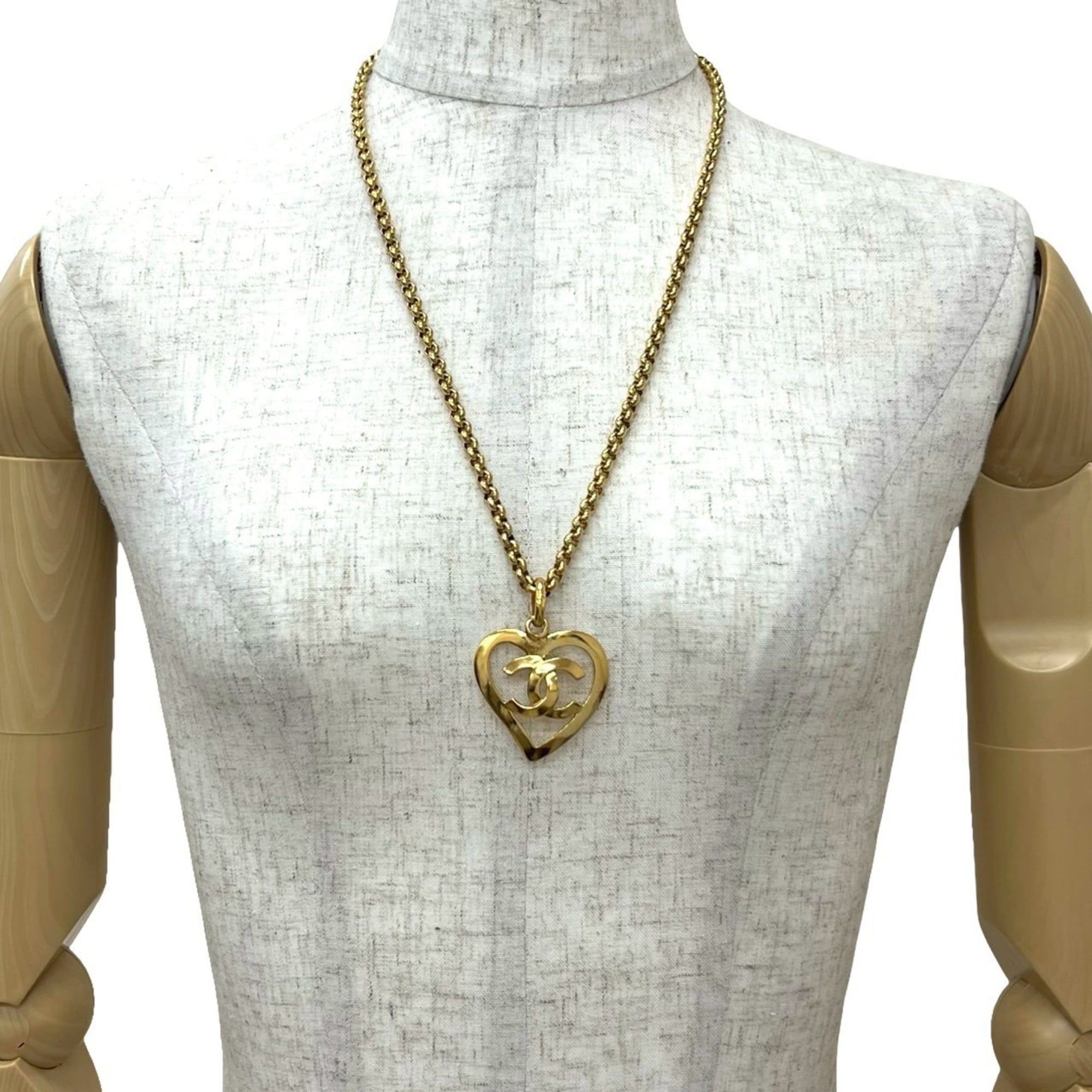 CC Logo Heart Pendant Necklace Metal