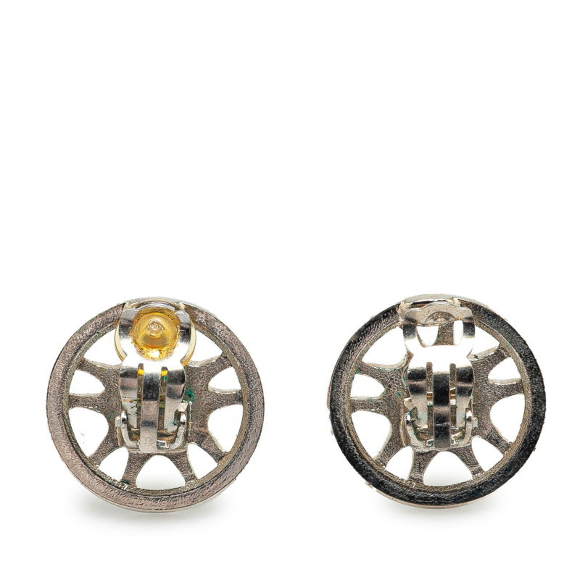 CC Logo Clip-On Earrings Silver-Tone Metal Silver-Tone Metal