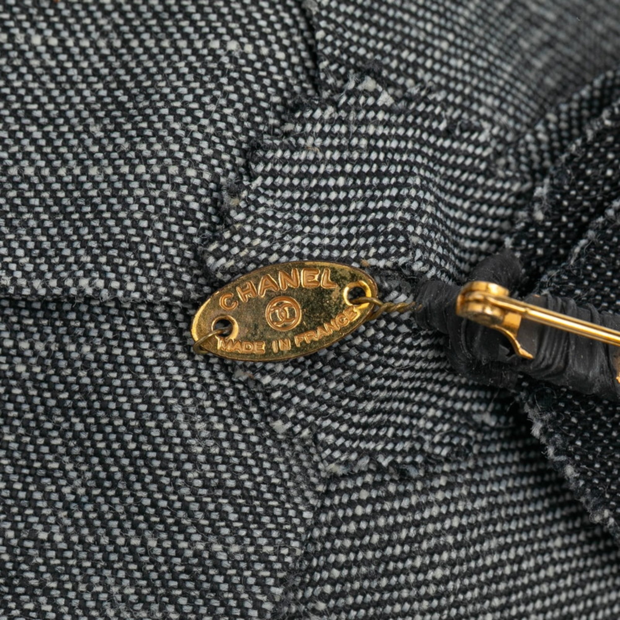 Camellia Brooch Black and Gold Metal