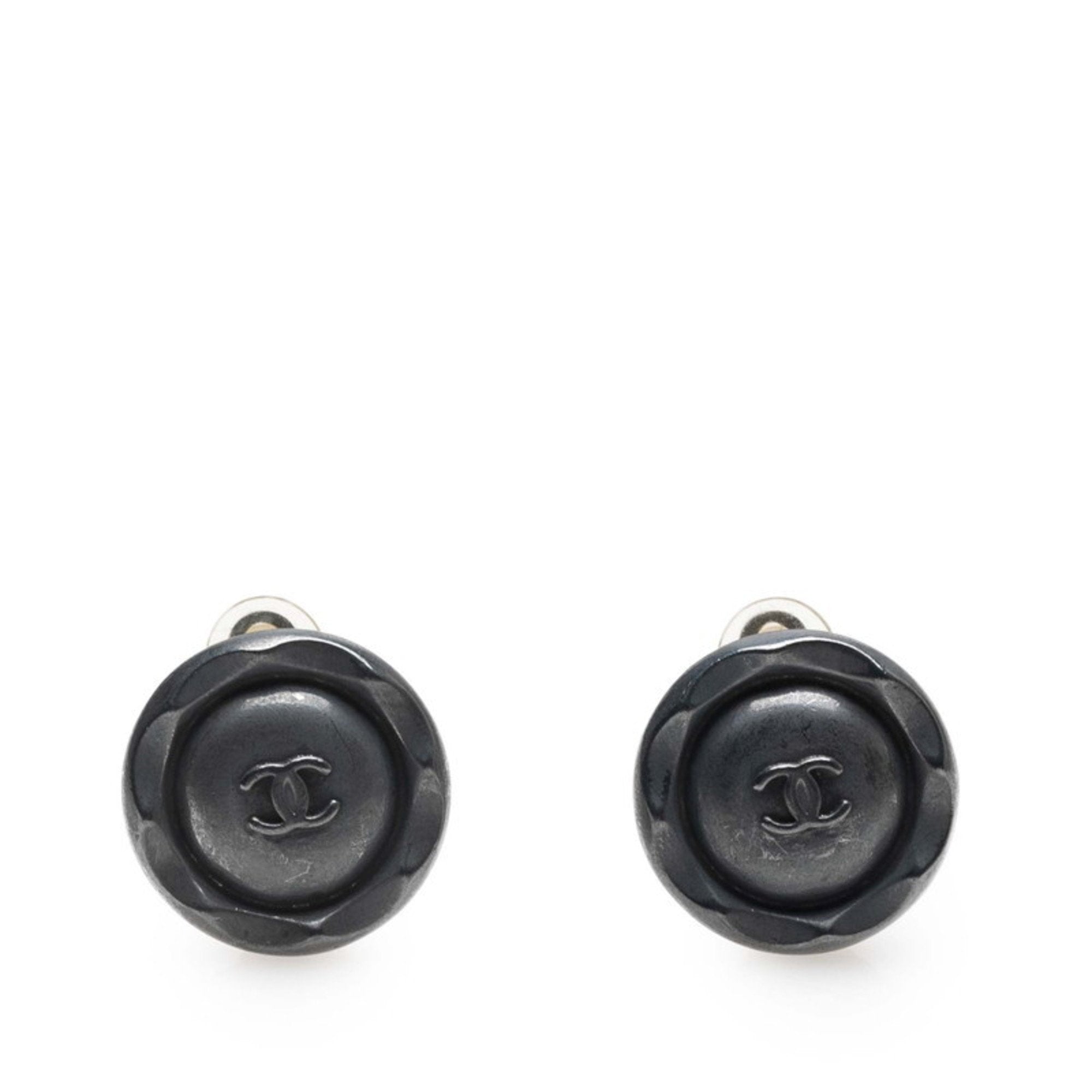 CC Logo Clip-On Earrings Silver-Tone Metal Silver-Tone Metal