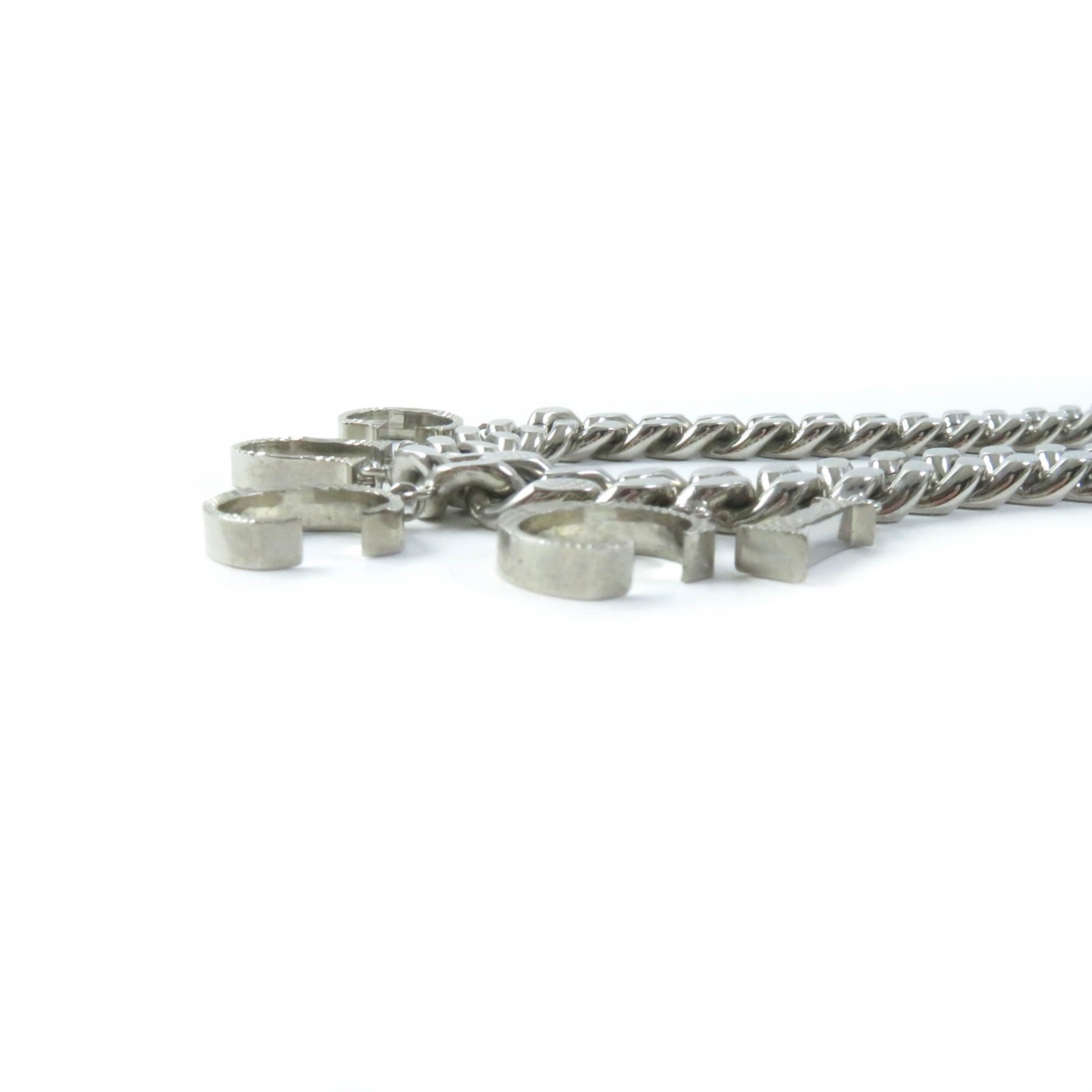 Interlocking Script Curb Chain Pendant Necklace Sterling Silver