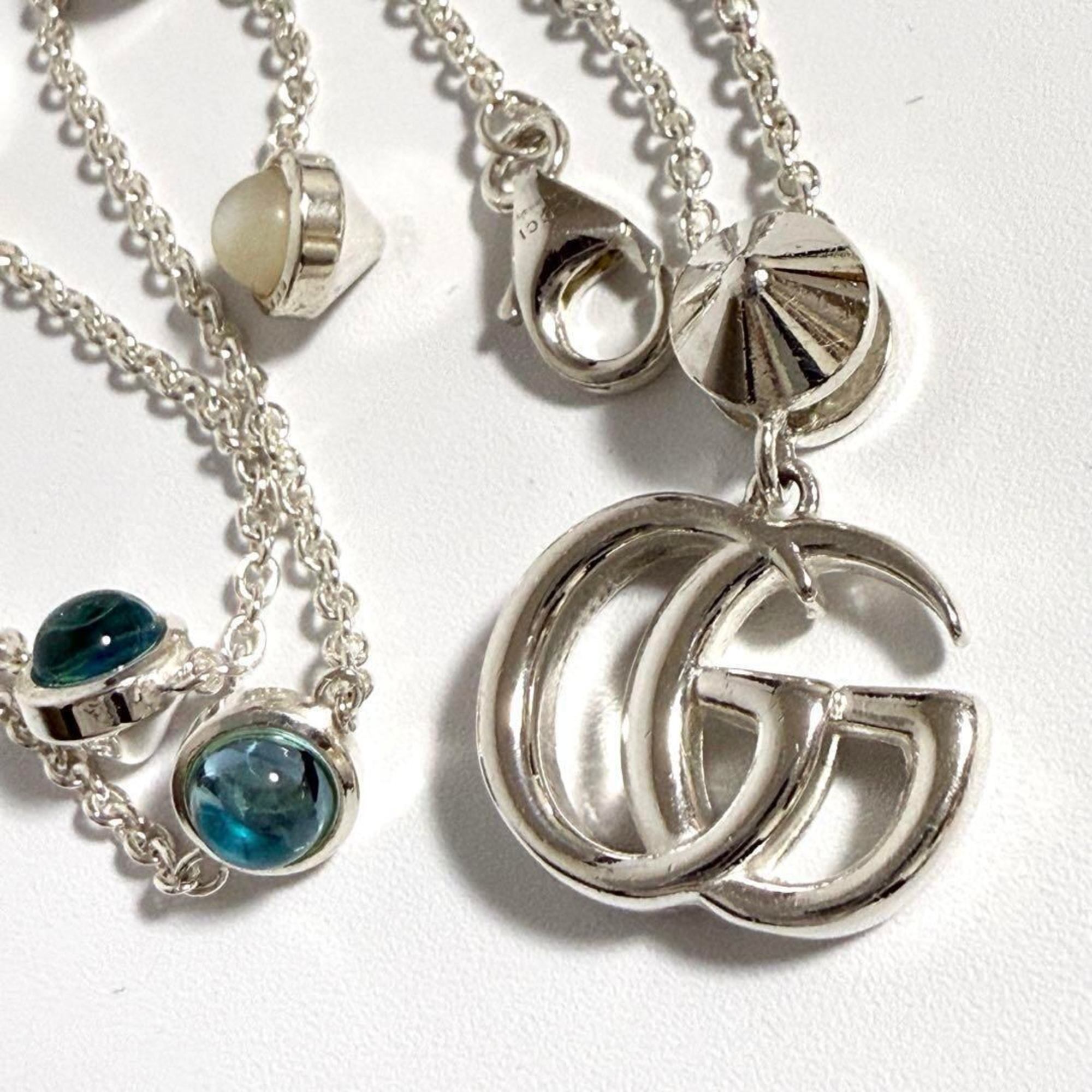 Double G Pendant Necklace Resin and Sterling Silver with Mother of Pearl