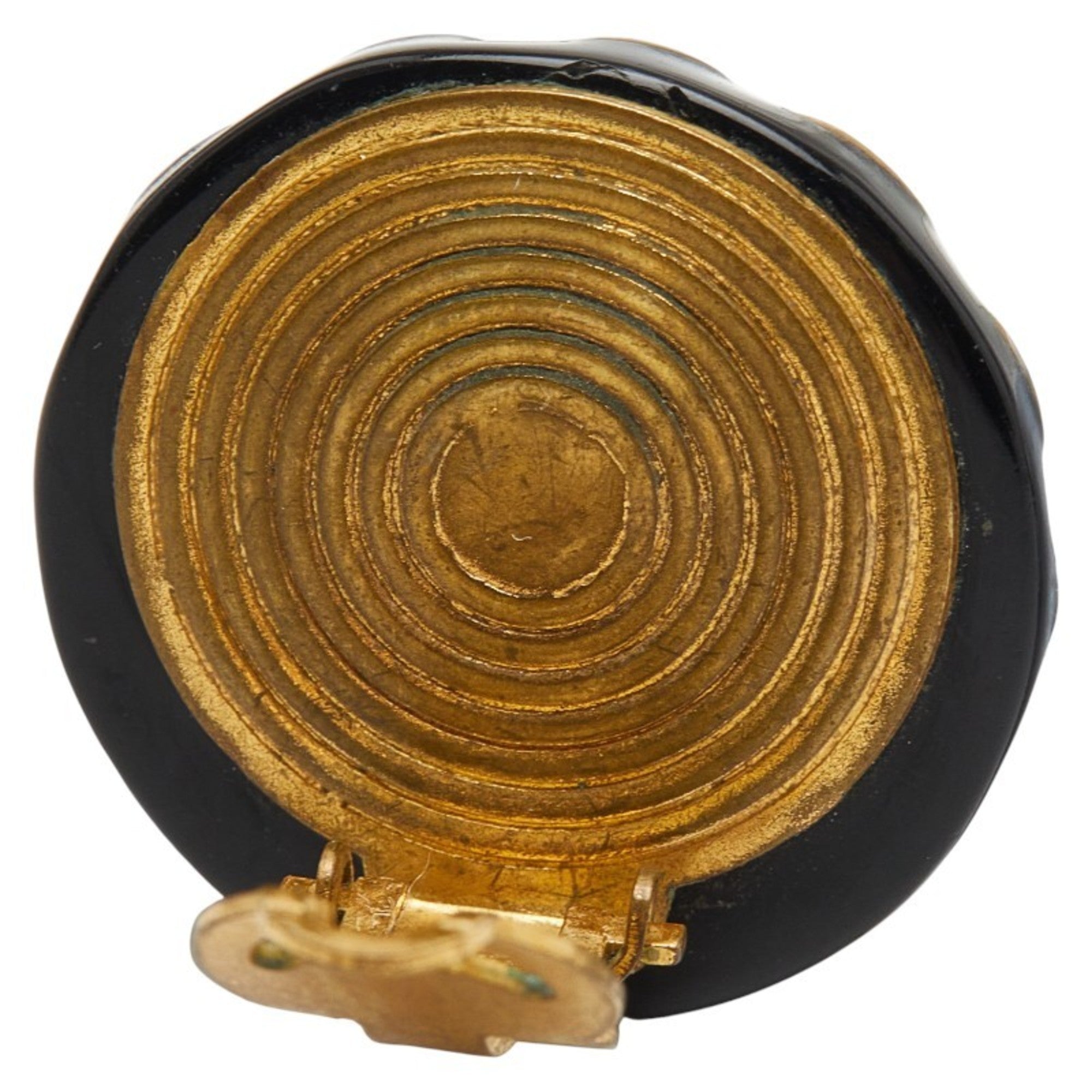 CC Logo Round Clip-On Earrings Gold-Tone Metal Gold-Tone Metal