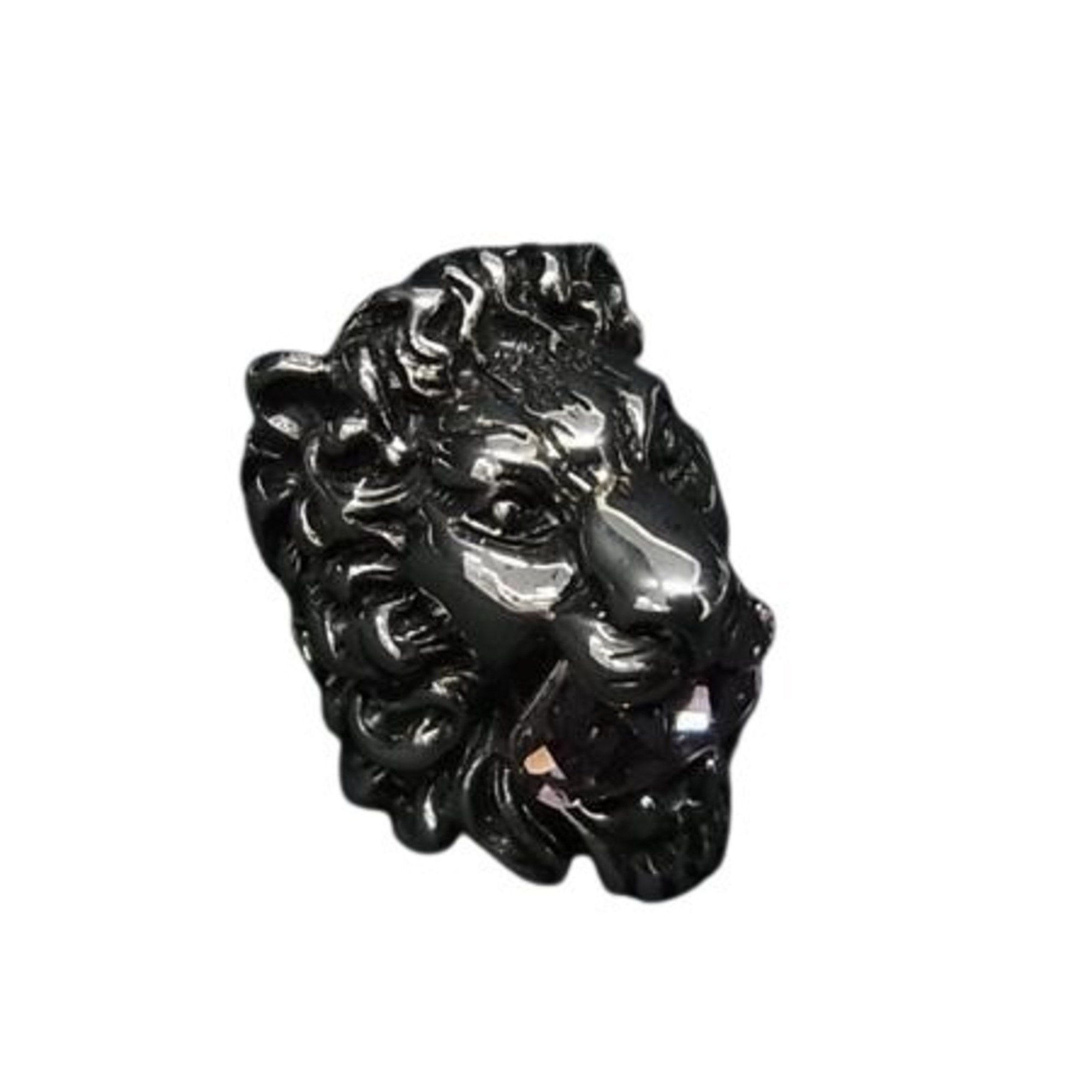 Lion Head Ring Metal With Rhinestone