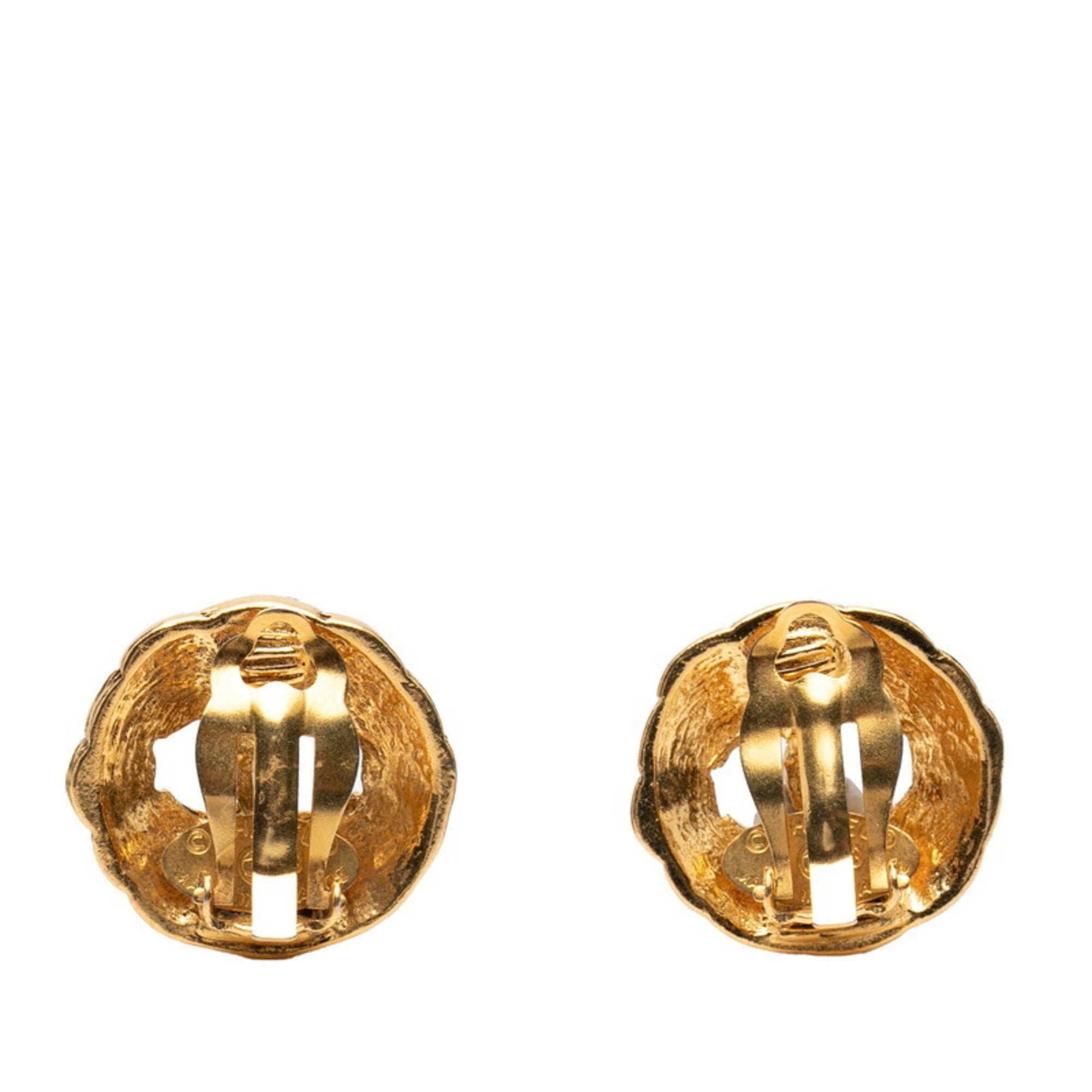 CC Logo Clip-On Earrings Metal Gold-Tone Metal