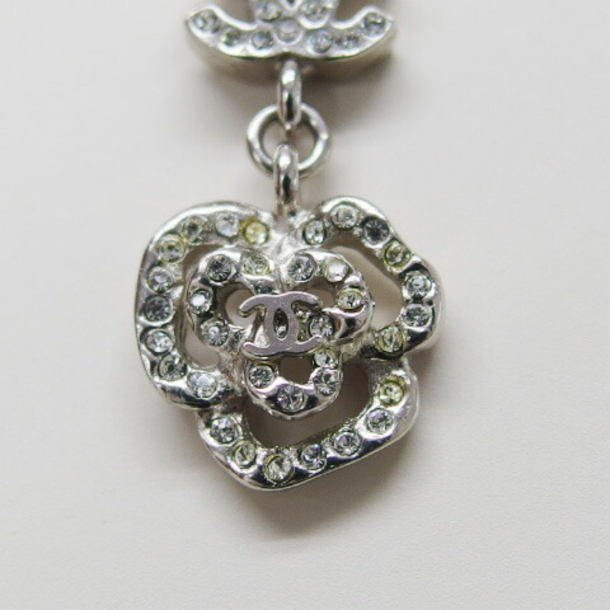 CC Logo Pendant Necklace Silver-Tone Metal