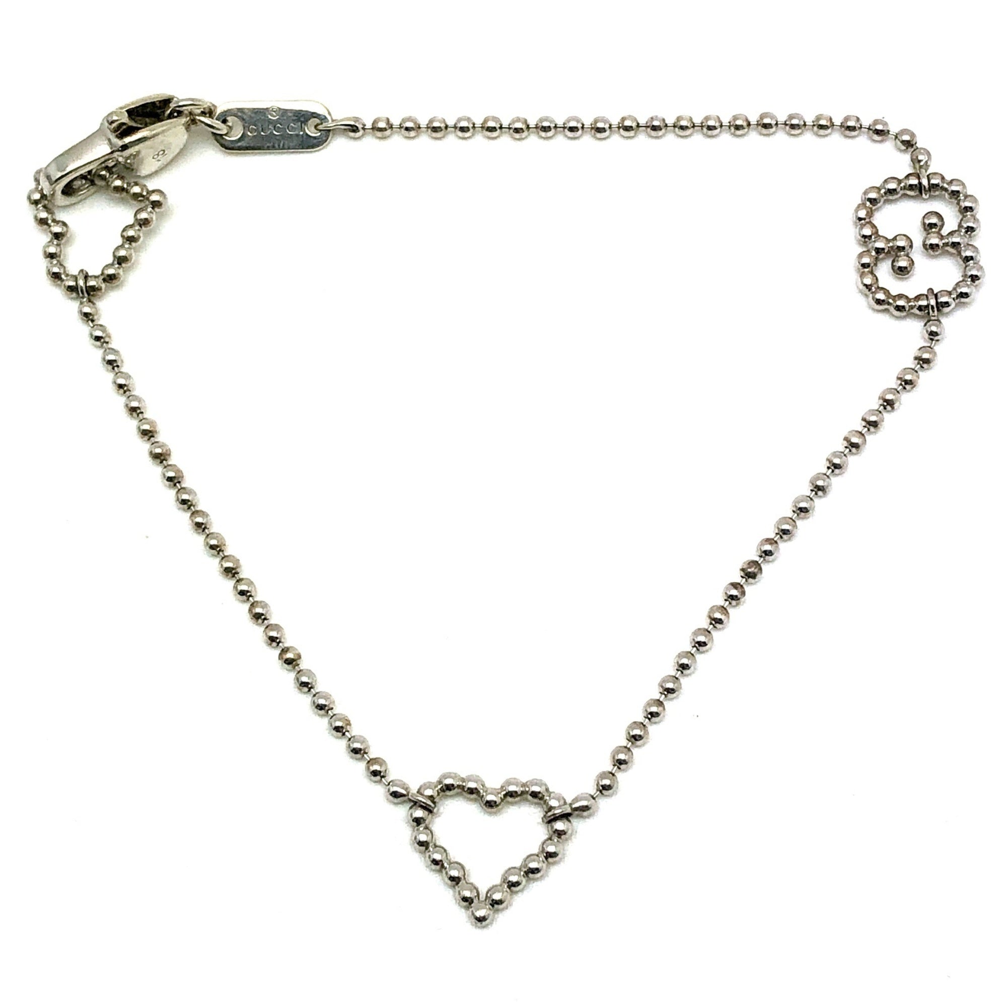 Ball Chain and Heart Bracelet Sterling Silver