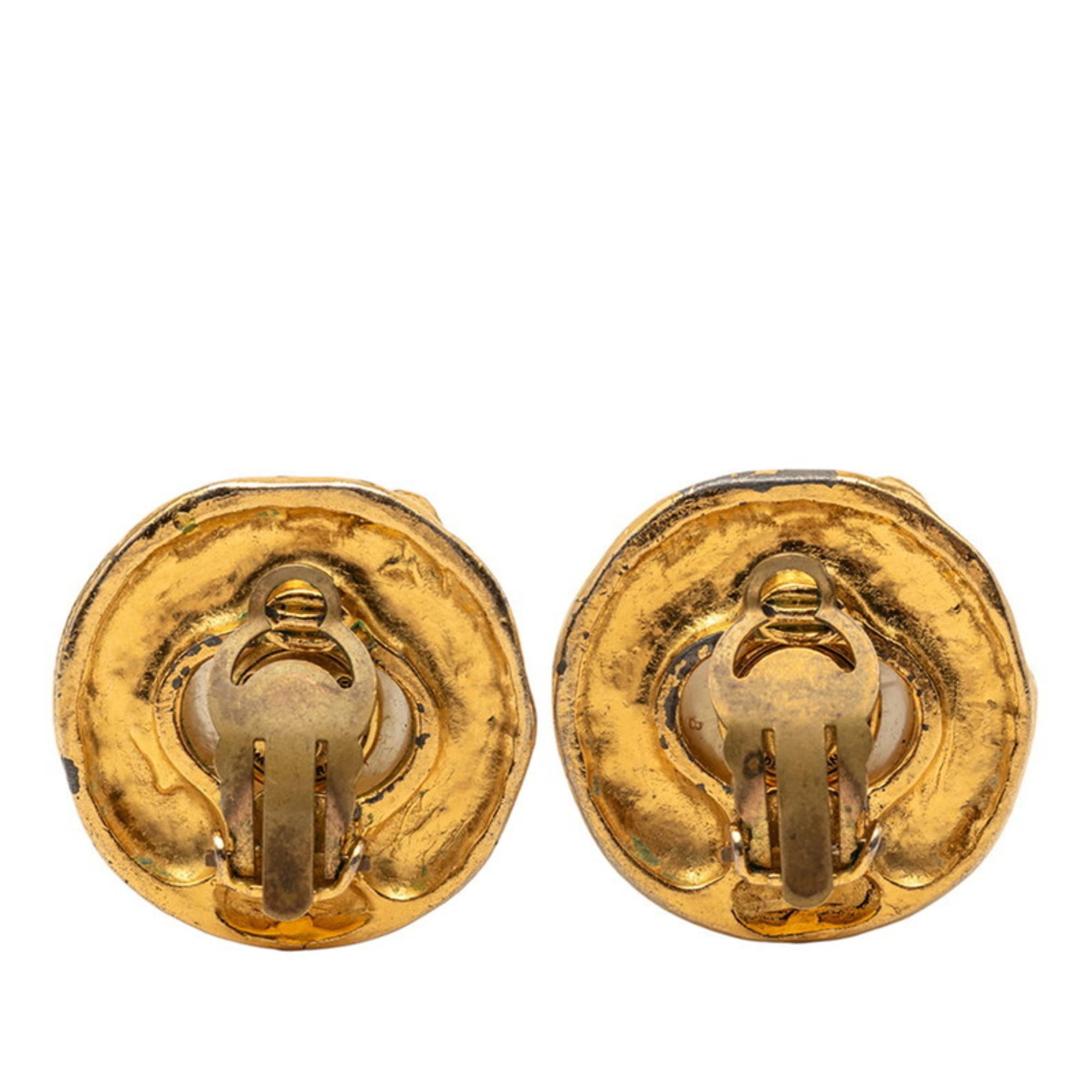 Clip-On Earrings Pearl Clip-On Gold-Tone Metal