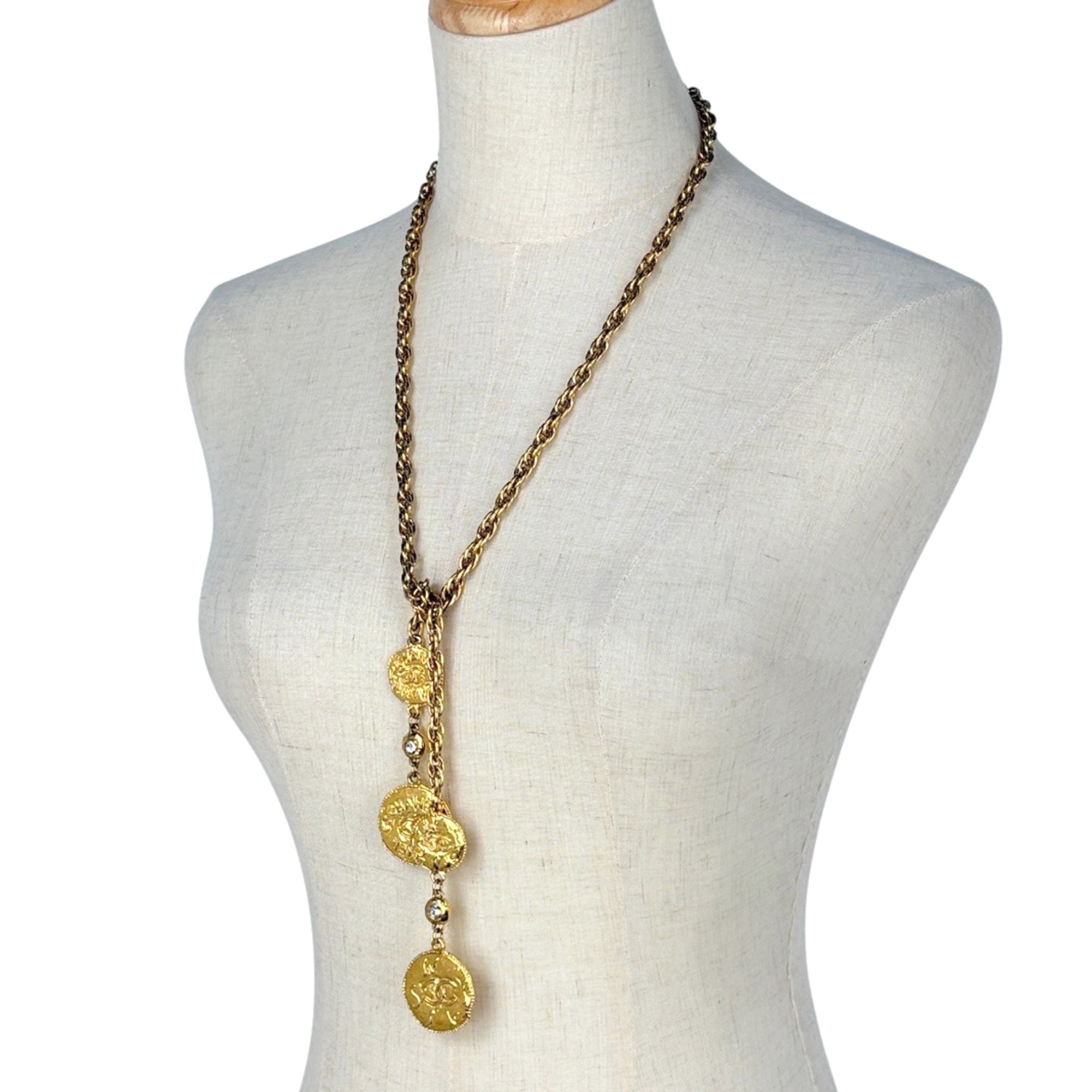 CC Logo Medal Pendant Necklace Metal