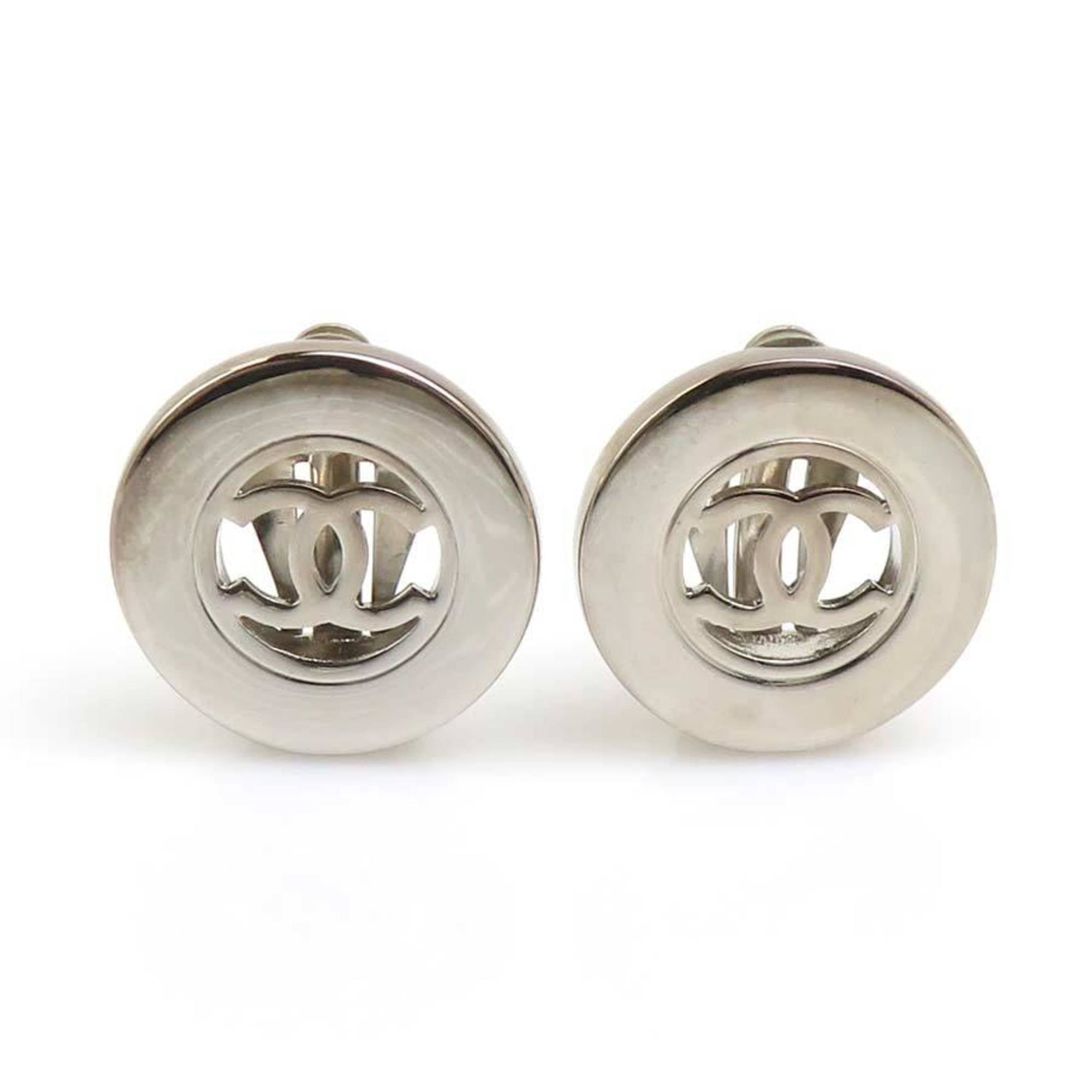 CC Logo Clip-On Earrings Silver-Tone Metal Silver-Tone Metal