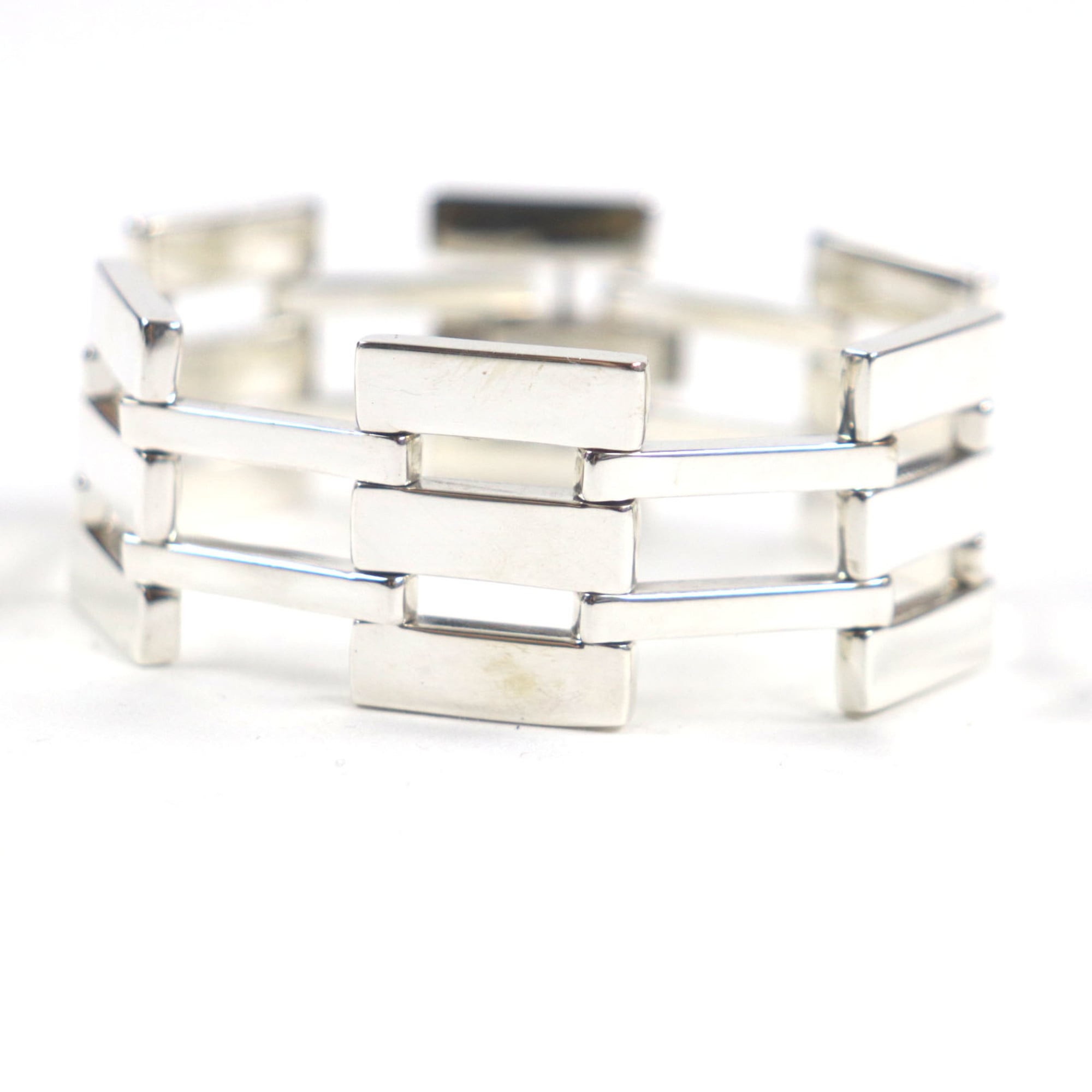Vintage Heavy Gate Link Bracelet Sterling Silver
