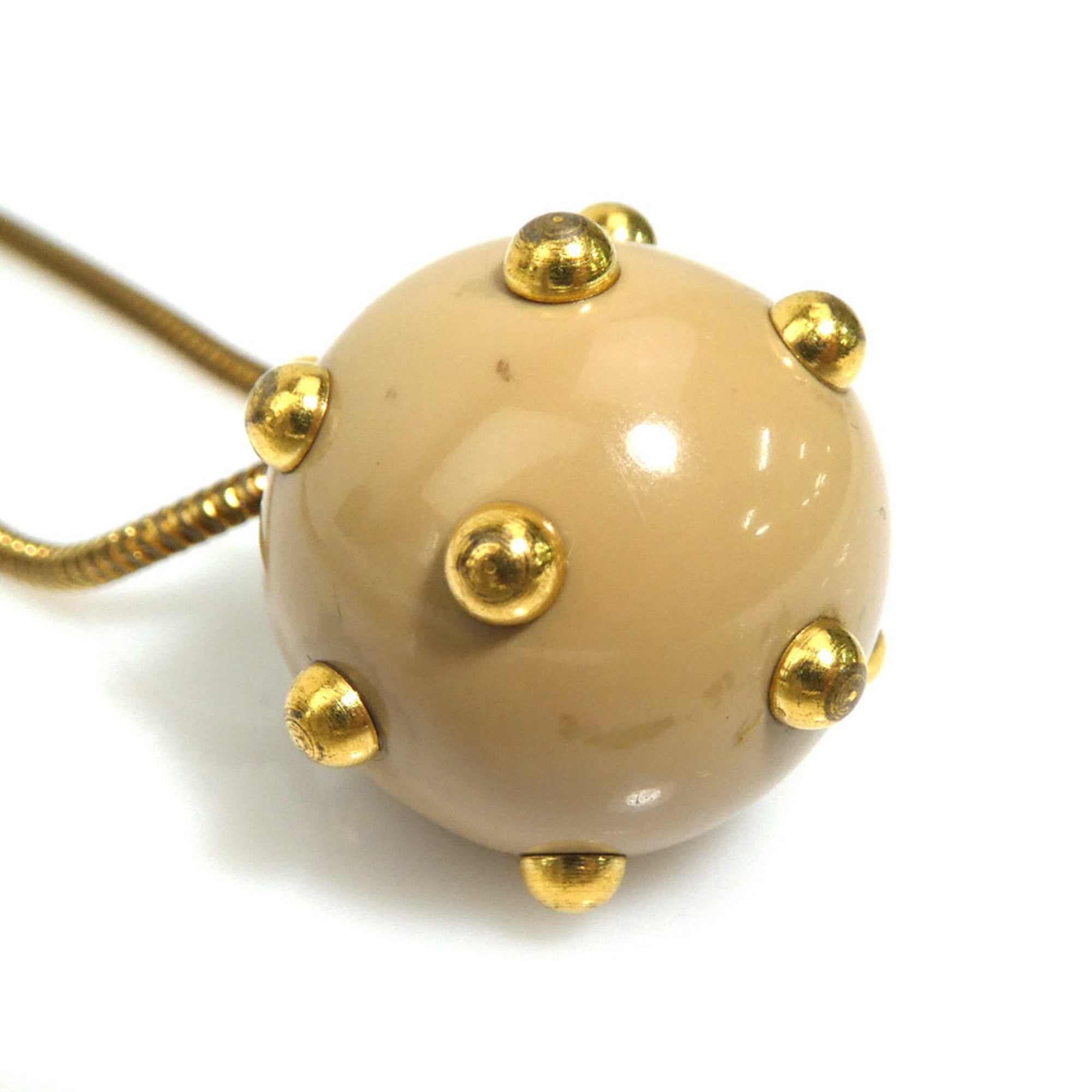 Pendant Necklace Metal and Acrylic Beige and Gold