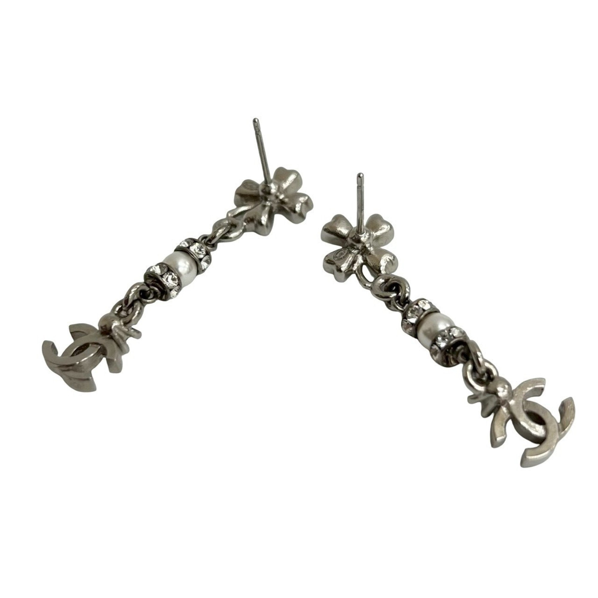 CC Logo Clover Earrings Silver-Tone Metal Silver-Tone Metal