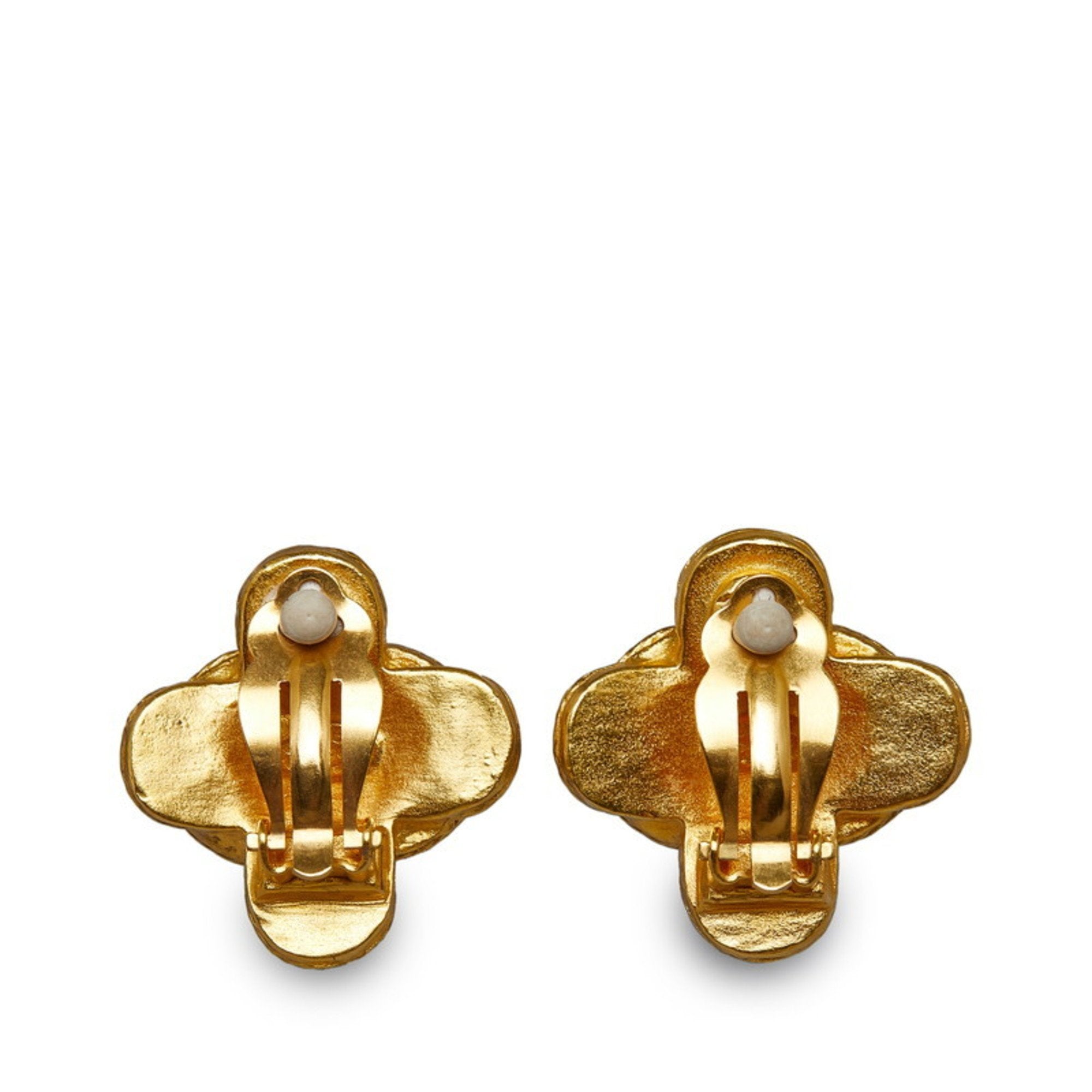 CC Logo Cross Clip-On Earrings Metal Gold-Tone Metal