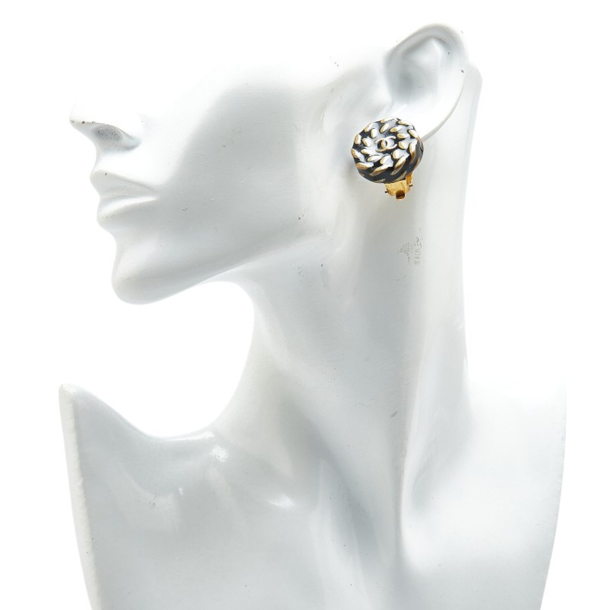 CC Logo Round Clip-On Earrings Gold-Tone Metal Gold-Tone Metal