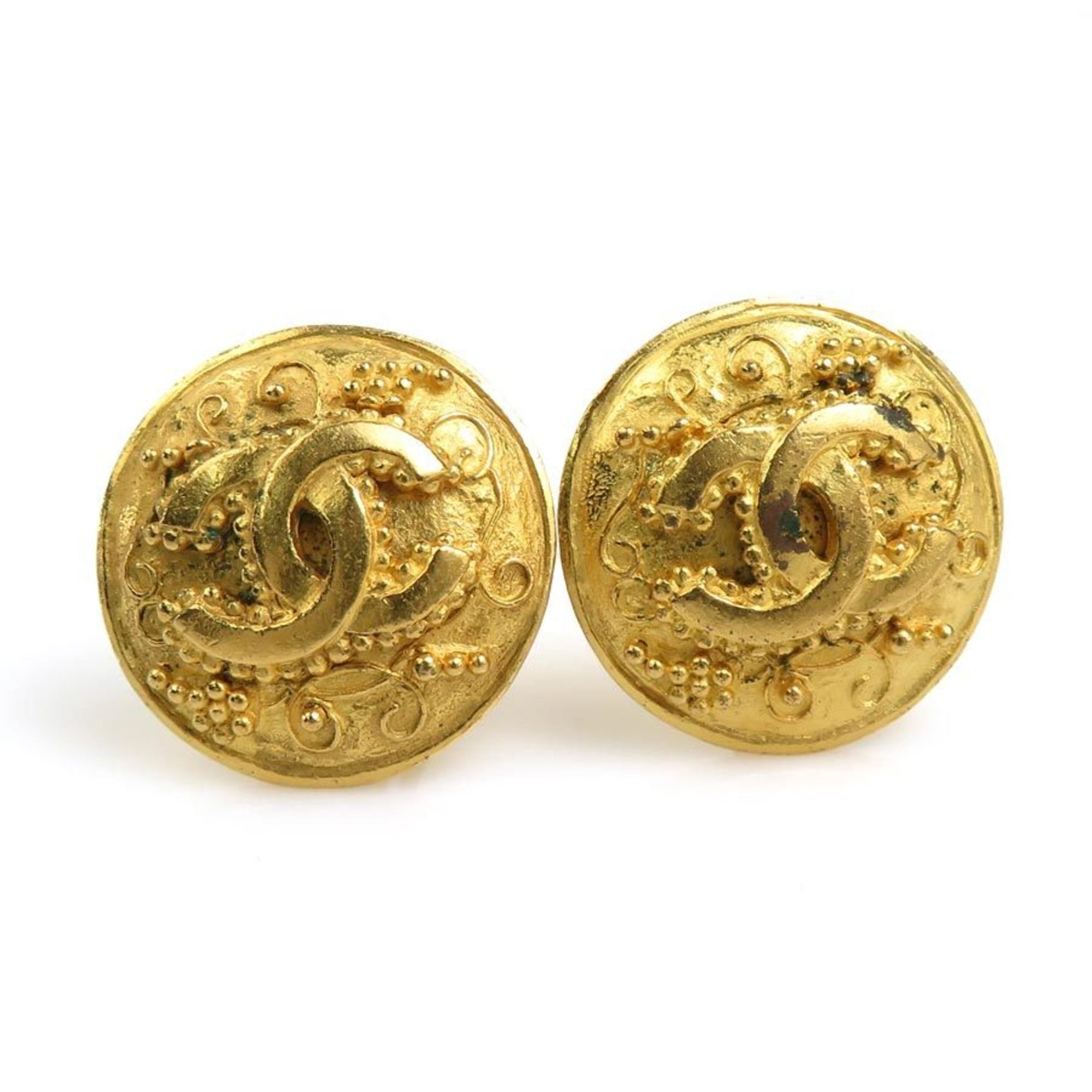 CC Logo Clip-On Earrings Gold-Tone Metal Gold-Tone Metal