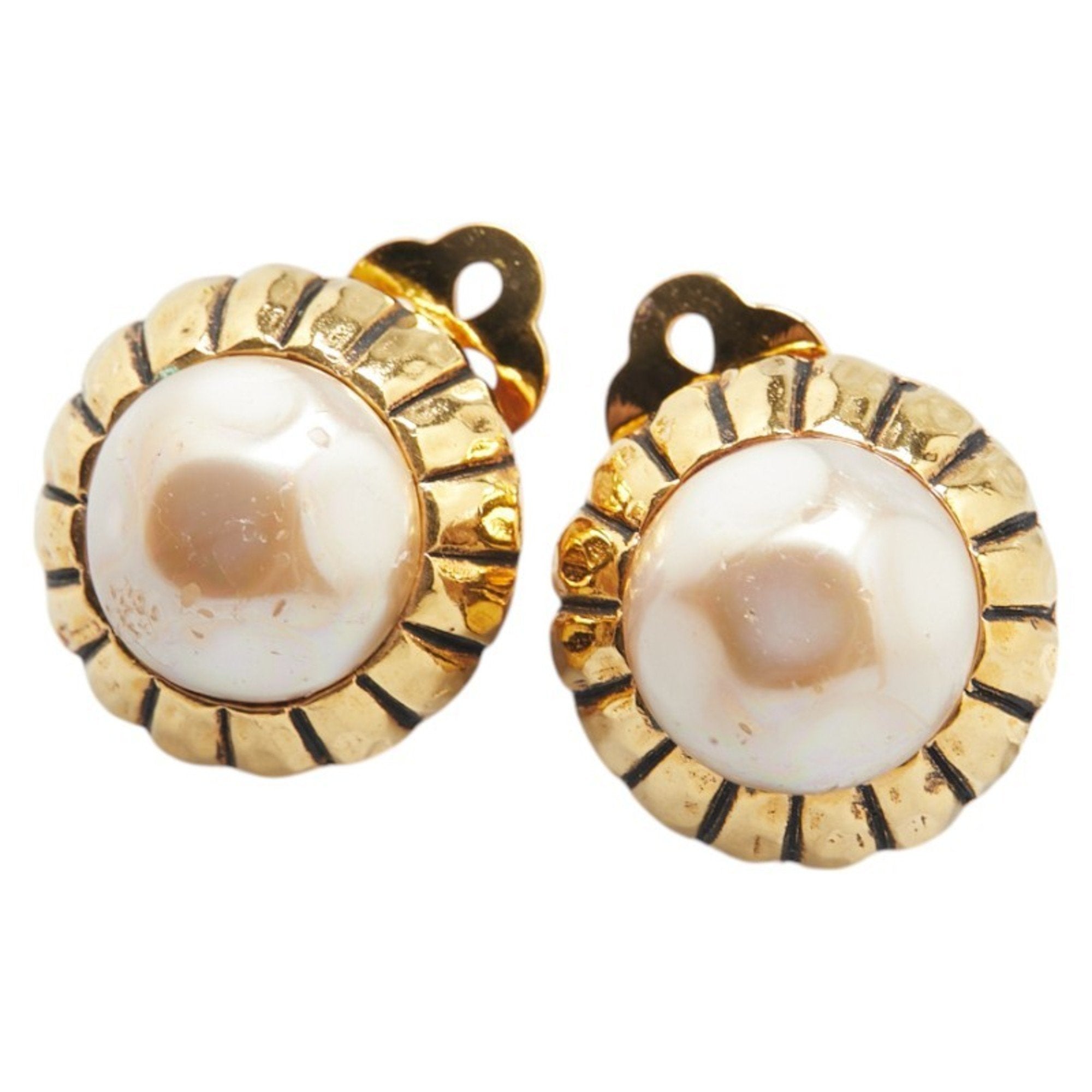 Clip-On Earrings Pearl Clip-On Gold-Tone Metal