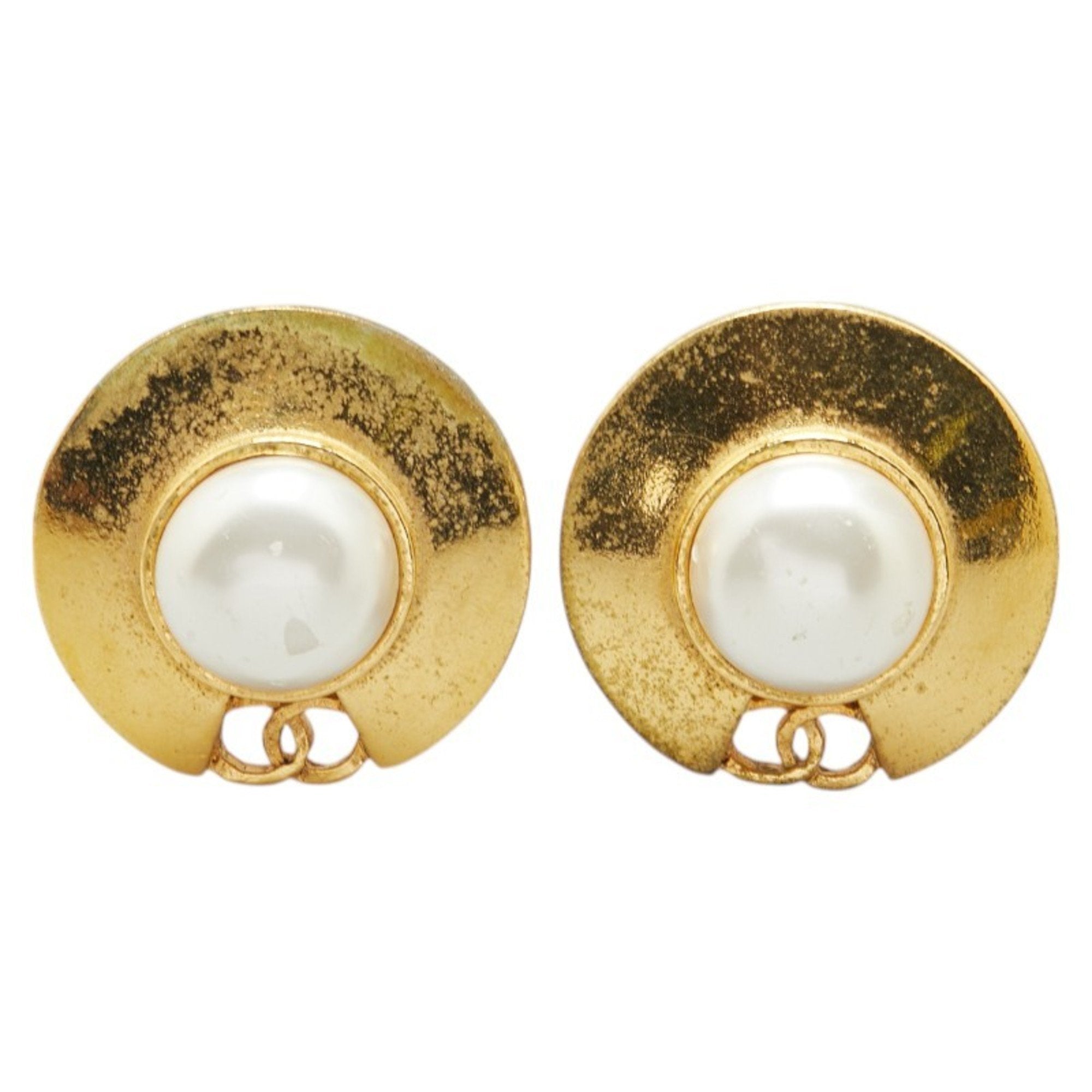 CC Logo Clip-On Earrings Metal Gold-Tone Metal