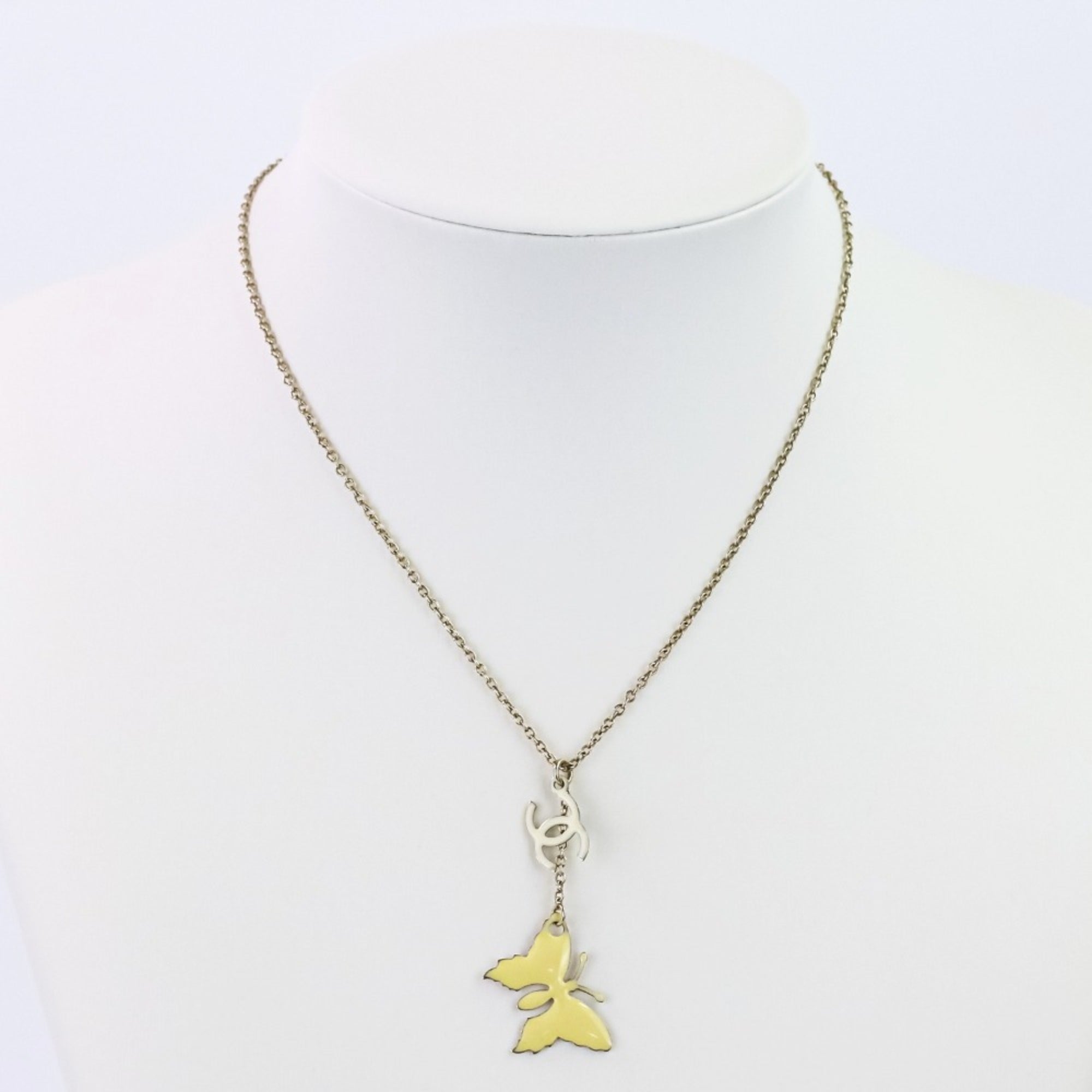 CC Logo Butterfly Pendant Necklace Metal