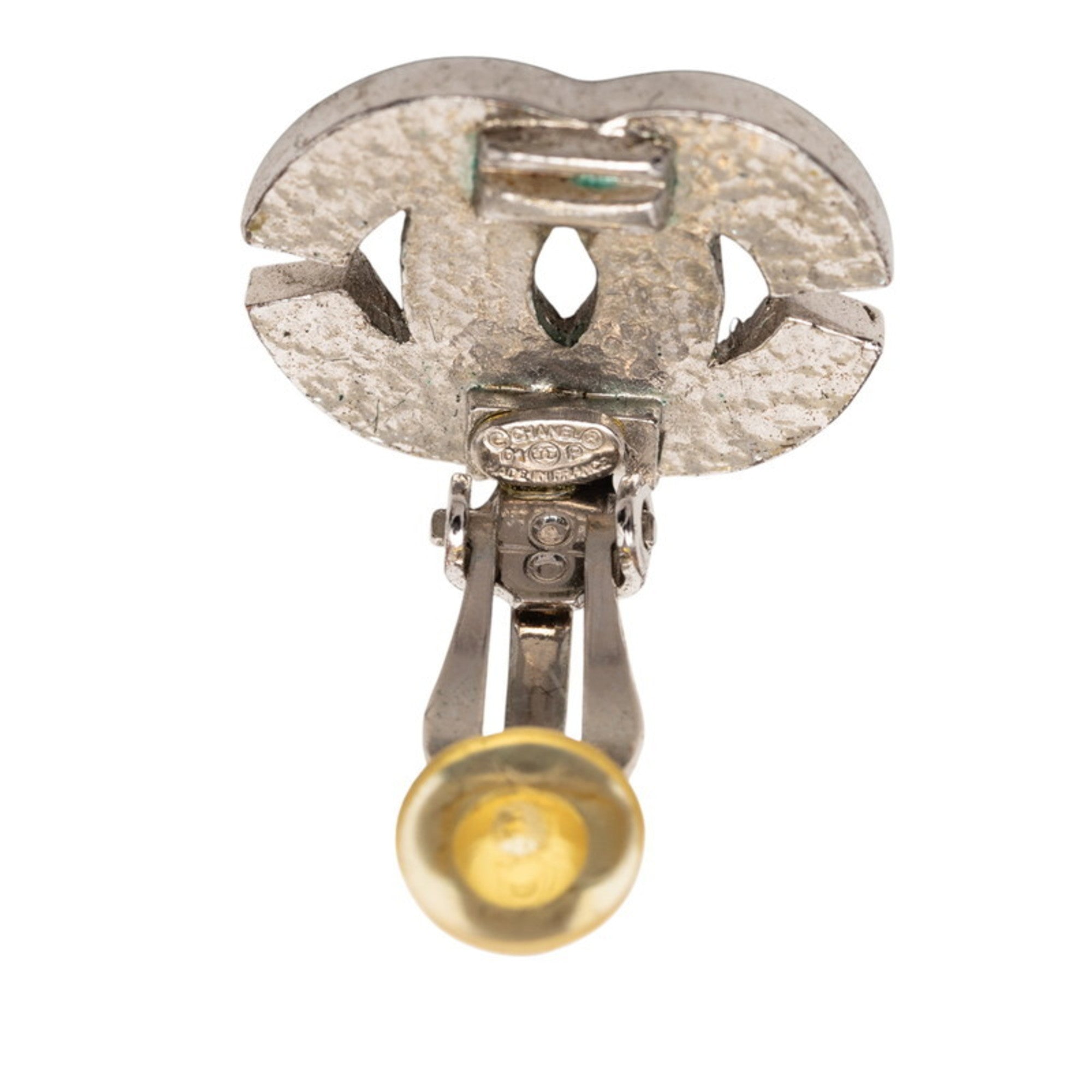 CC Logo Clip-On Earrings Silver-Tone Metal Silver-Tone Metal