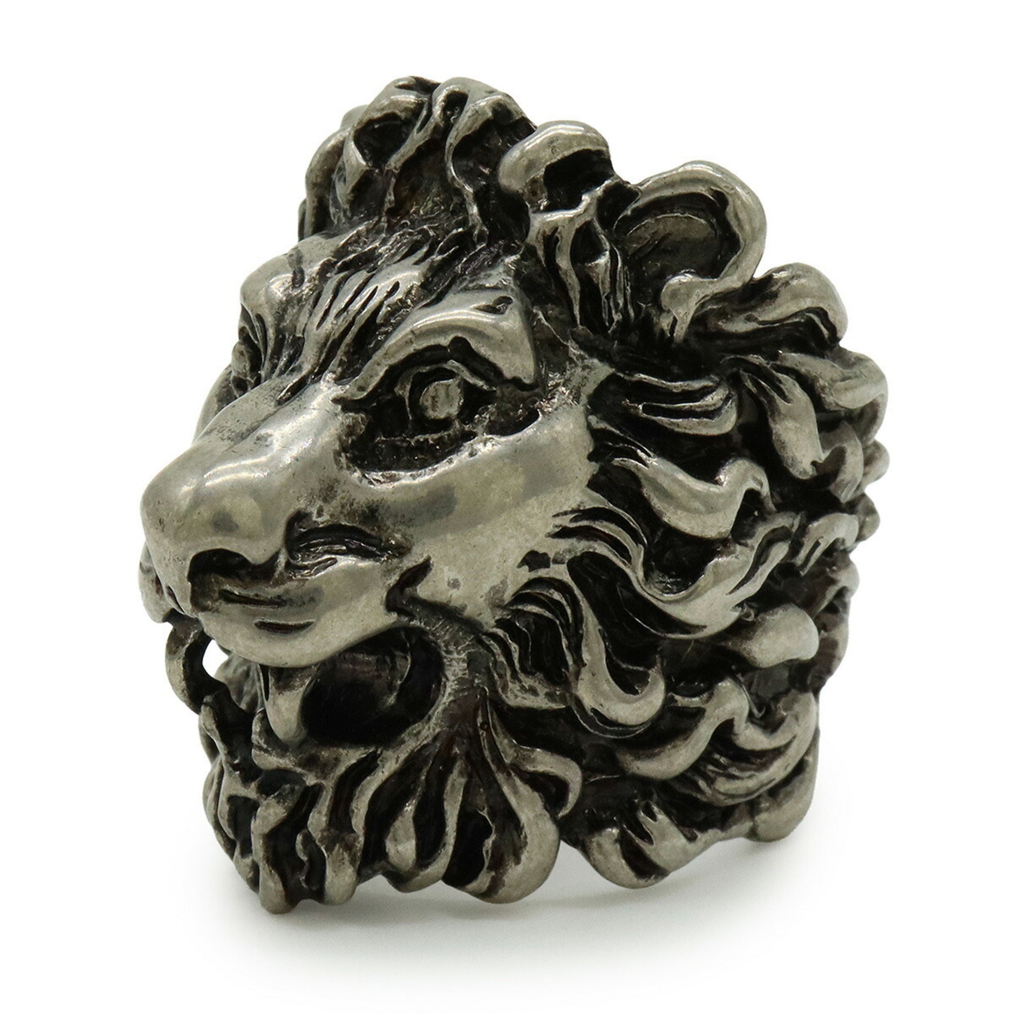 Lion Head Ring Metal Silver