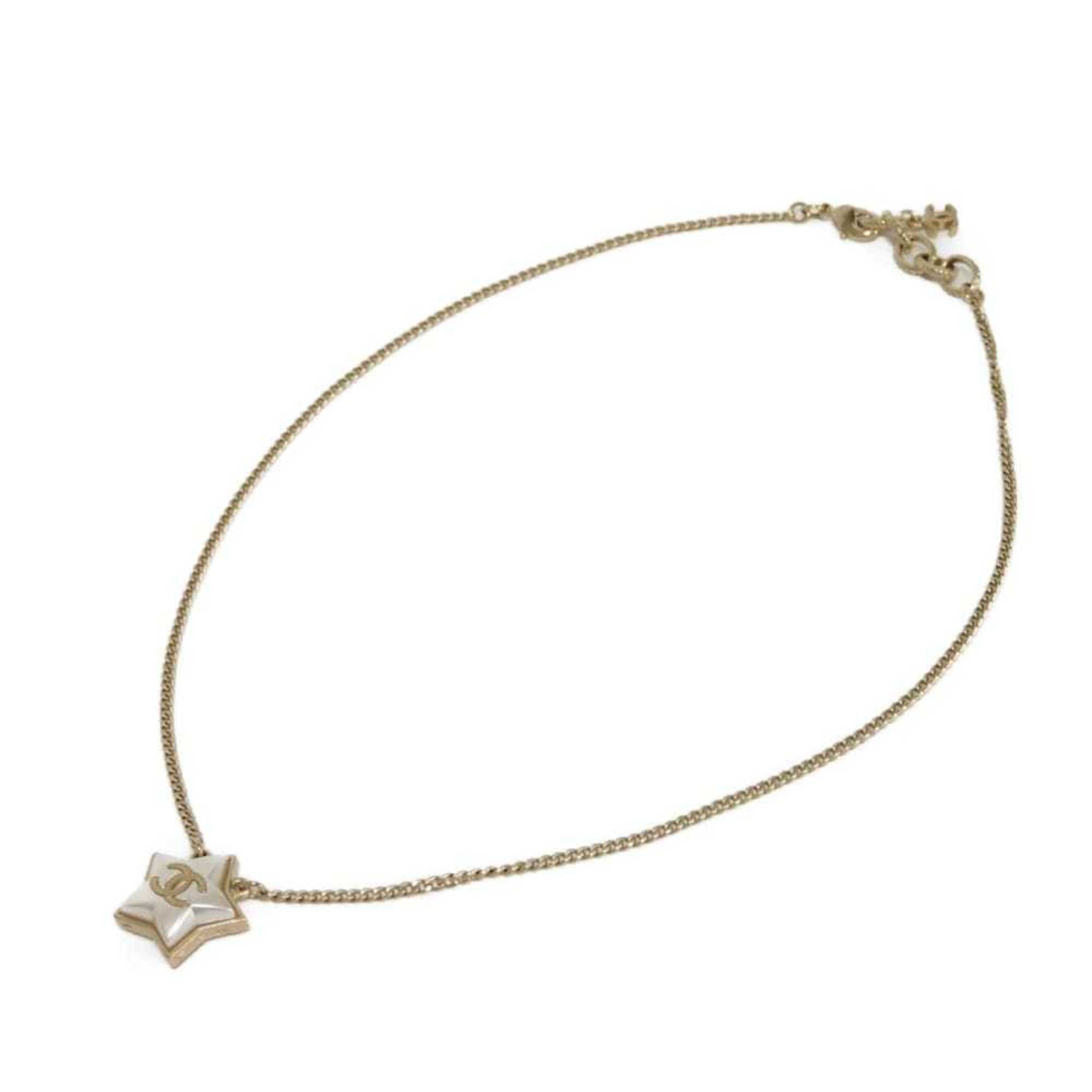CC Logo Star Pendant Necklace Gold-Tone Metal