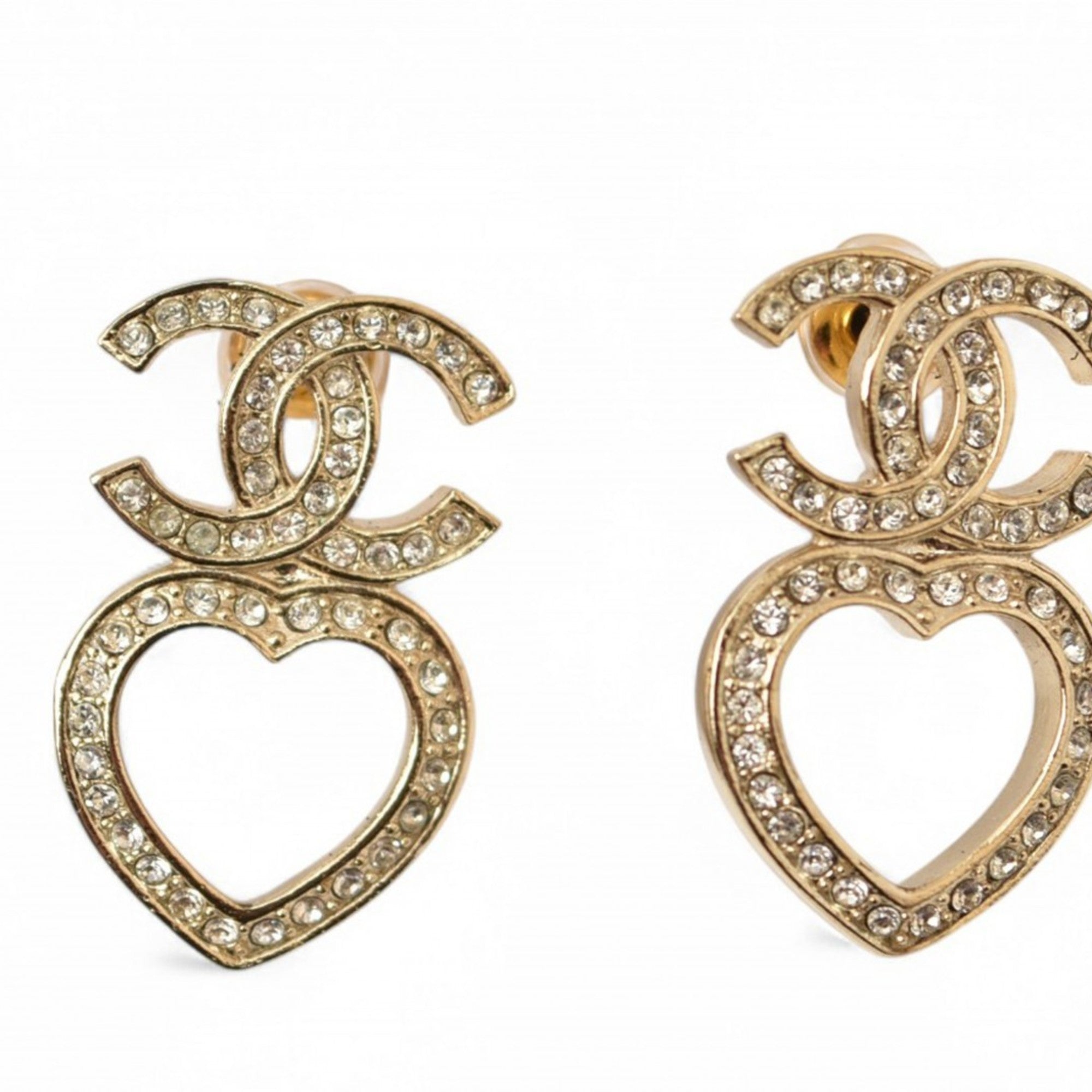 Earrings Rhinestone Gold-Tone Metal
