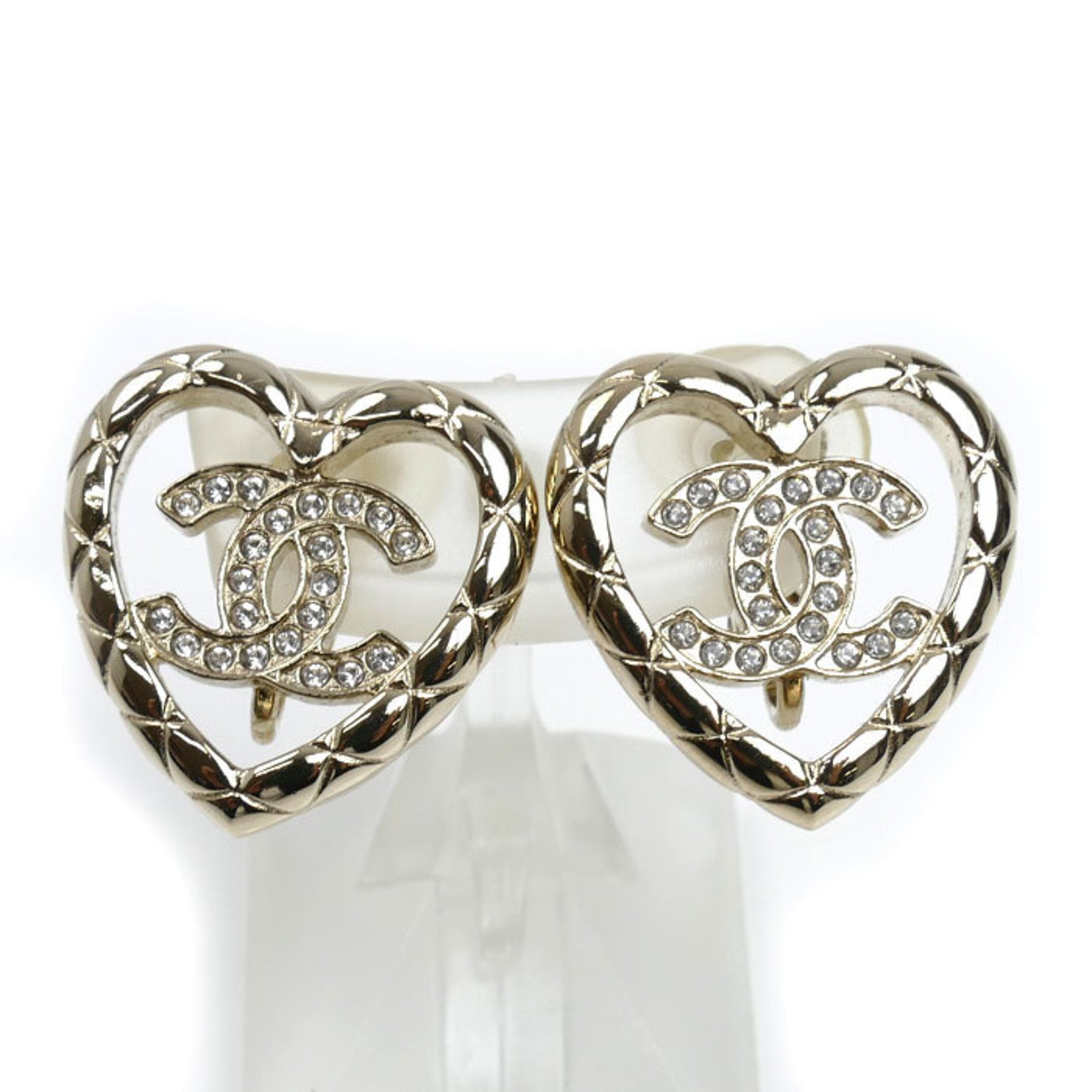 Rhinestone Clip-On Earrings Gold and Rhinestone