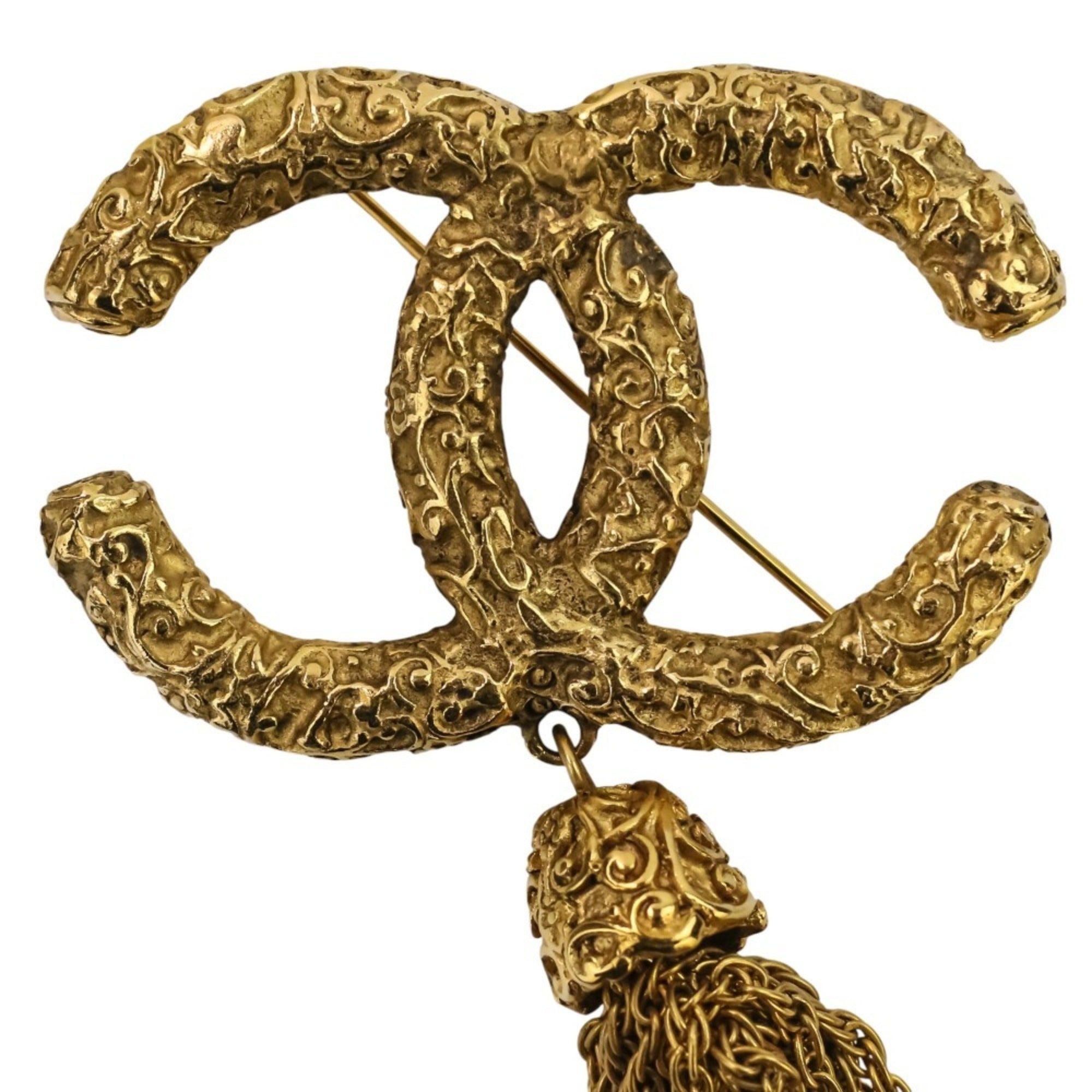 CC Logo Brooch Gold-Tone Metal