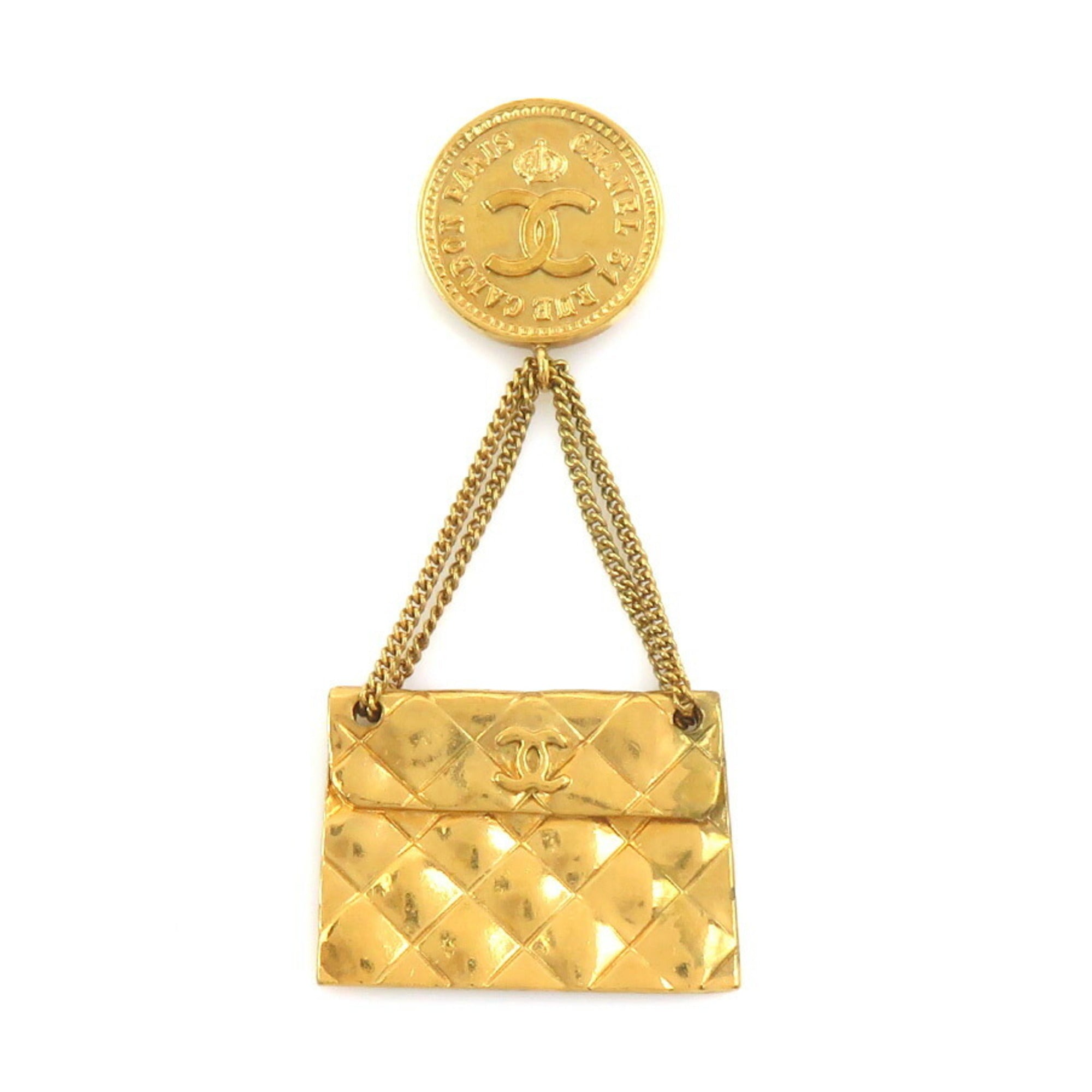 CC Logo Brooch Gold-Tone Metal