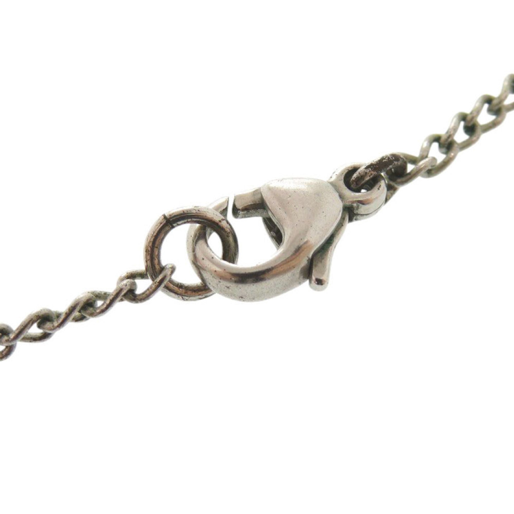CC Logo Flower Pendant Necklace Silver-Tone Metal