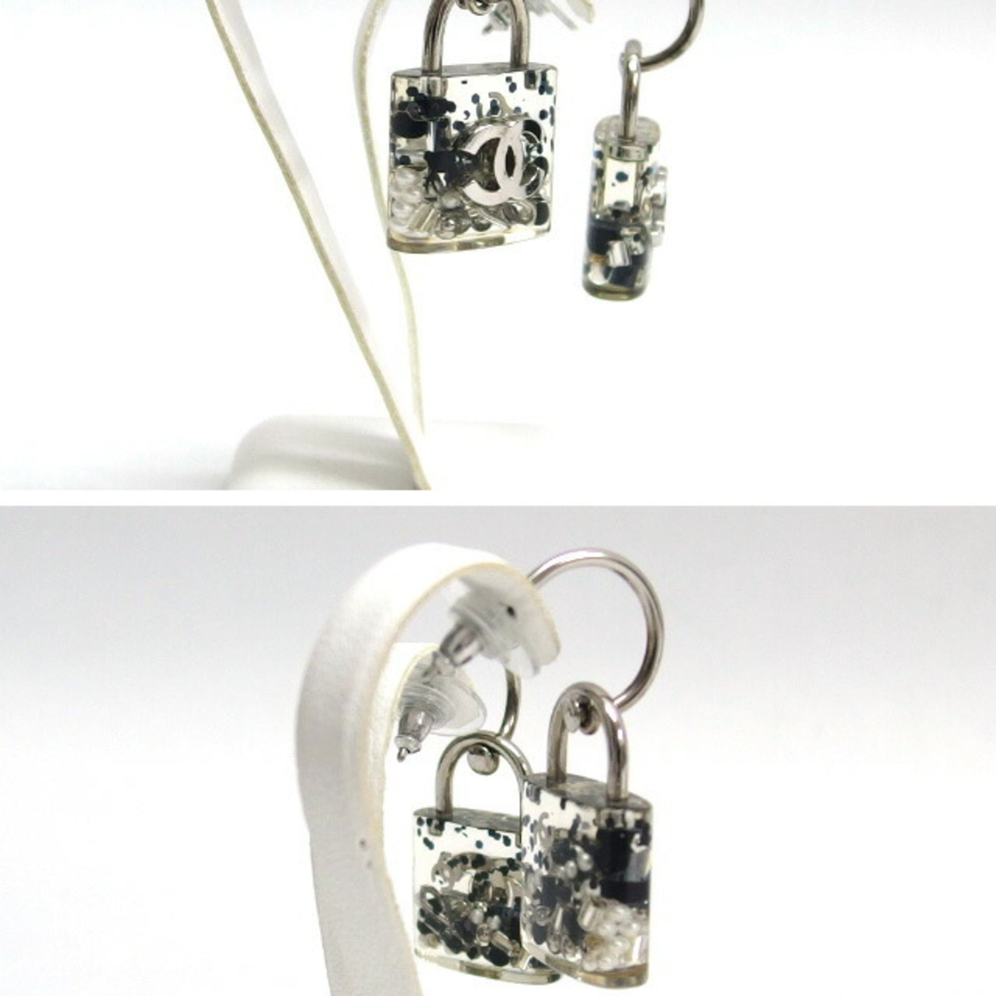 CC Logo Stud Earrings Silver-Tone Metal
