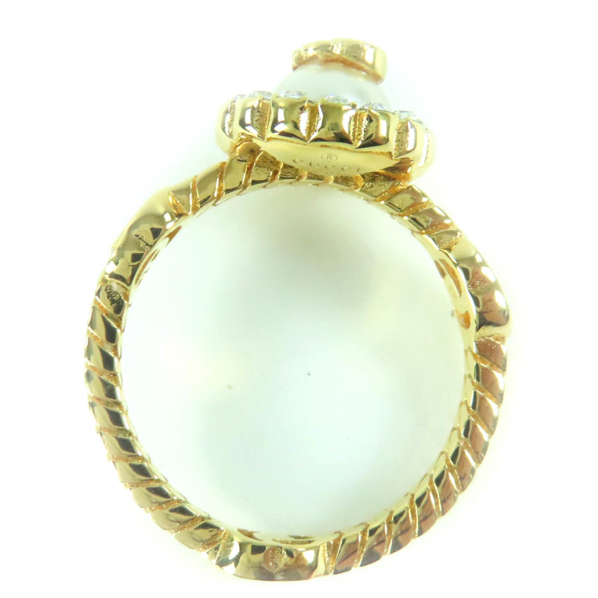 Band Ring Gold with Pearl and Rhinestone