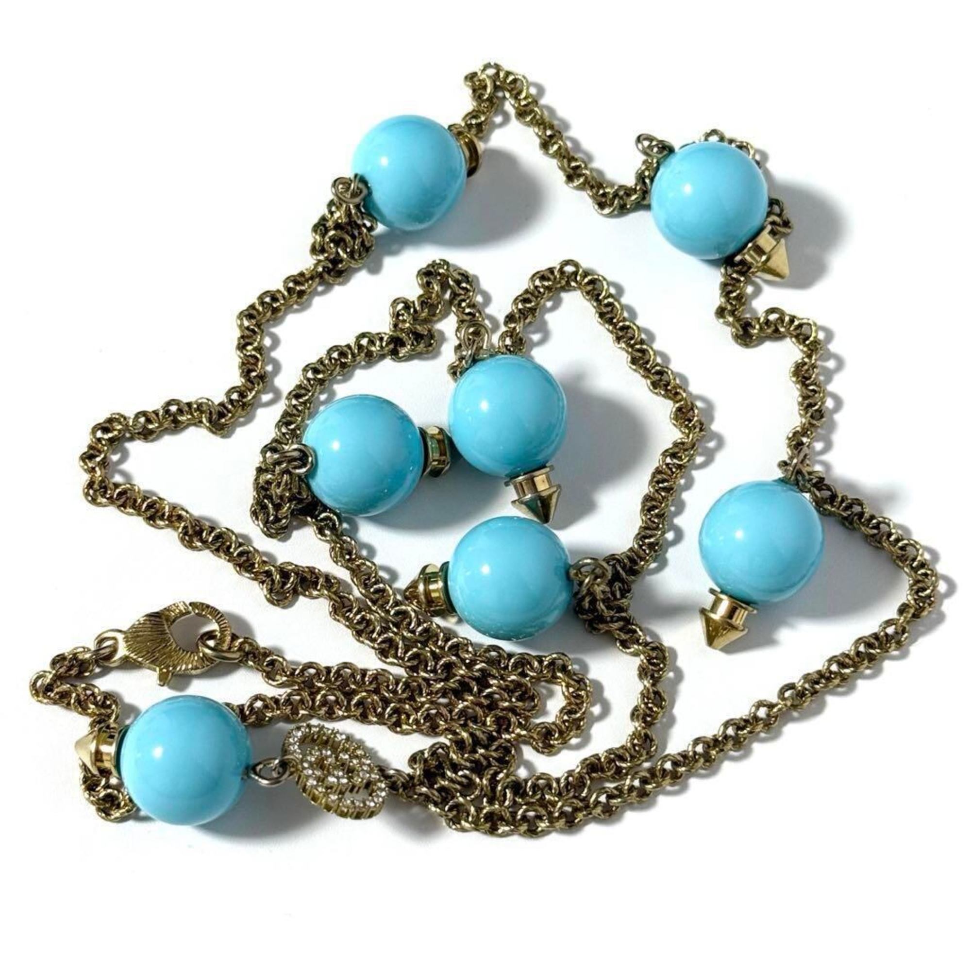 Pendant Necklace Metal and Plastic and Rhinestone