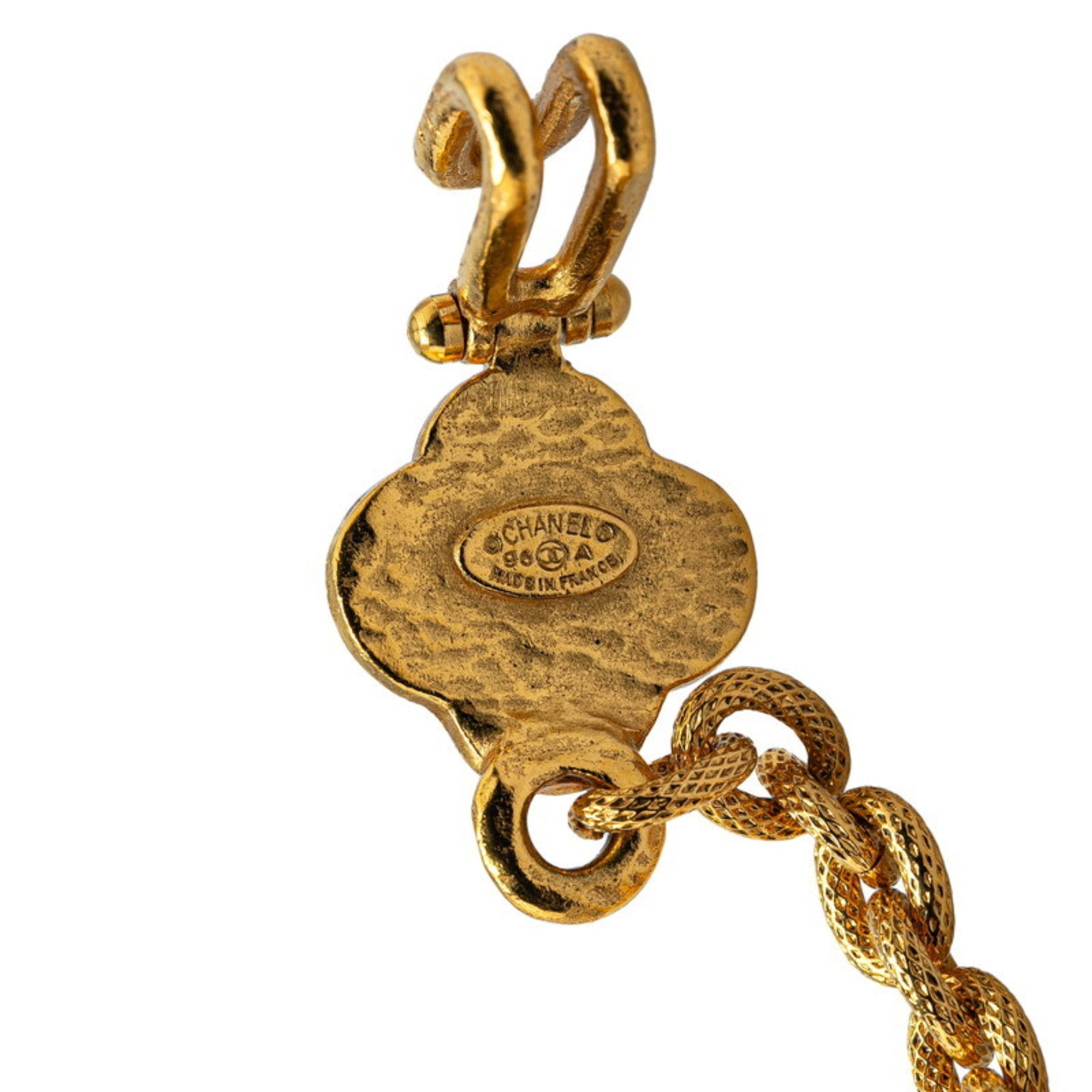 CC Logo Clover Pendant Necklace Gold-Tone Metal