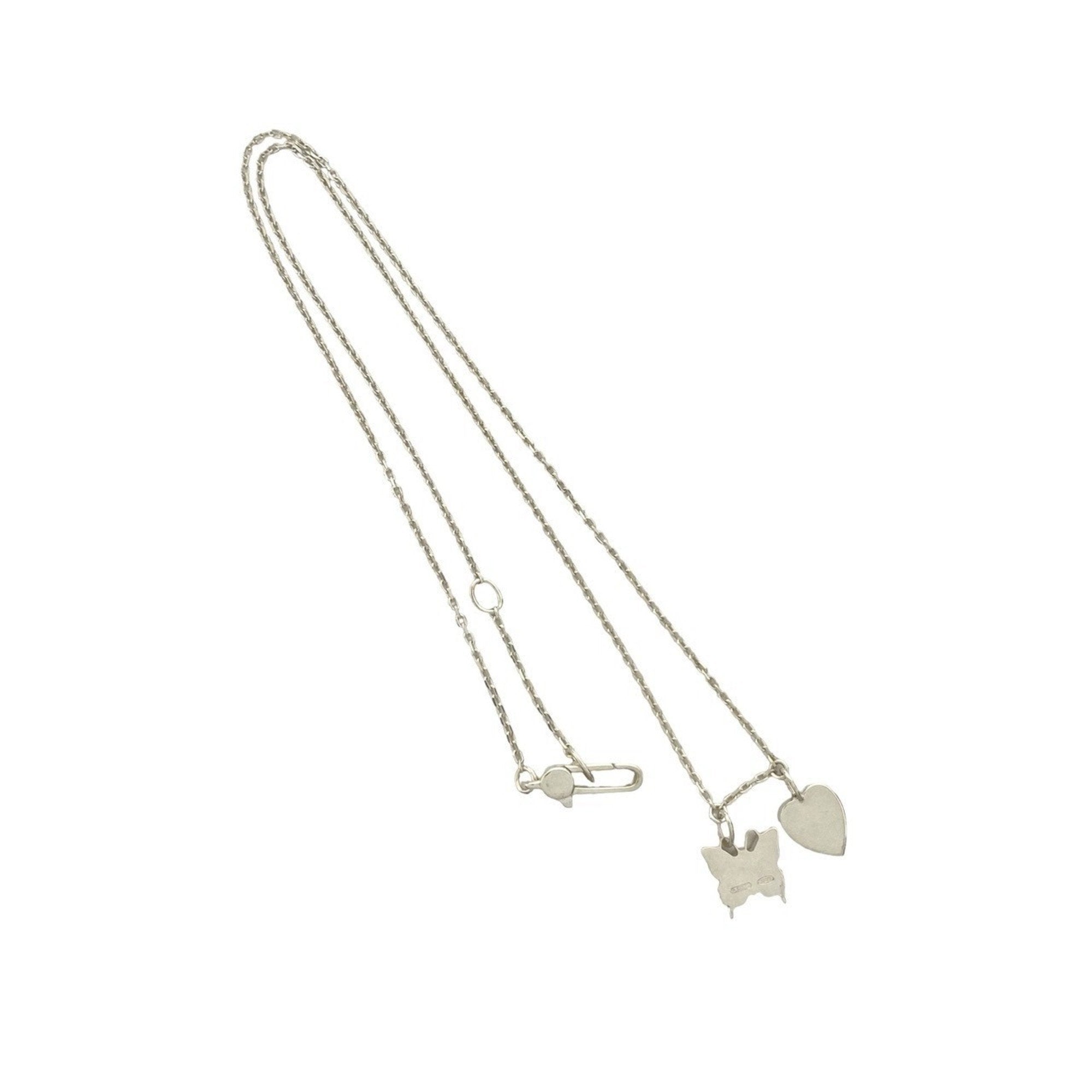 Pendant Necklace Sterling Silver Heart And Butterfly Motif
