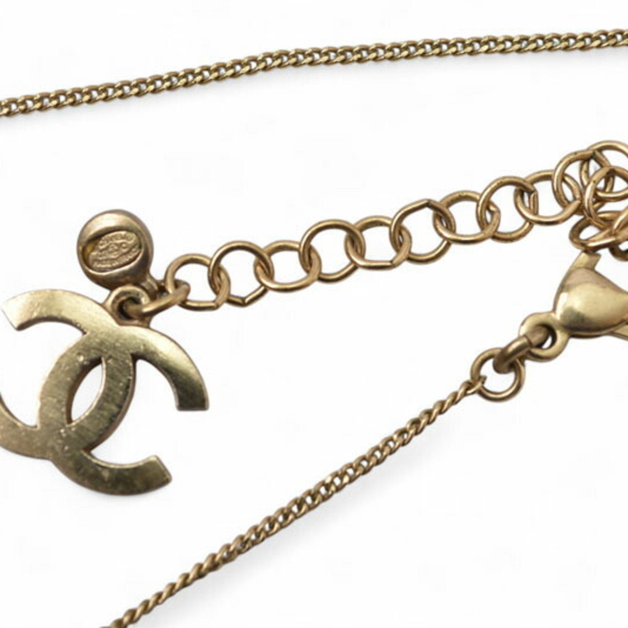Pendant Necklace Metal and Rhinestone