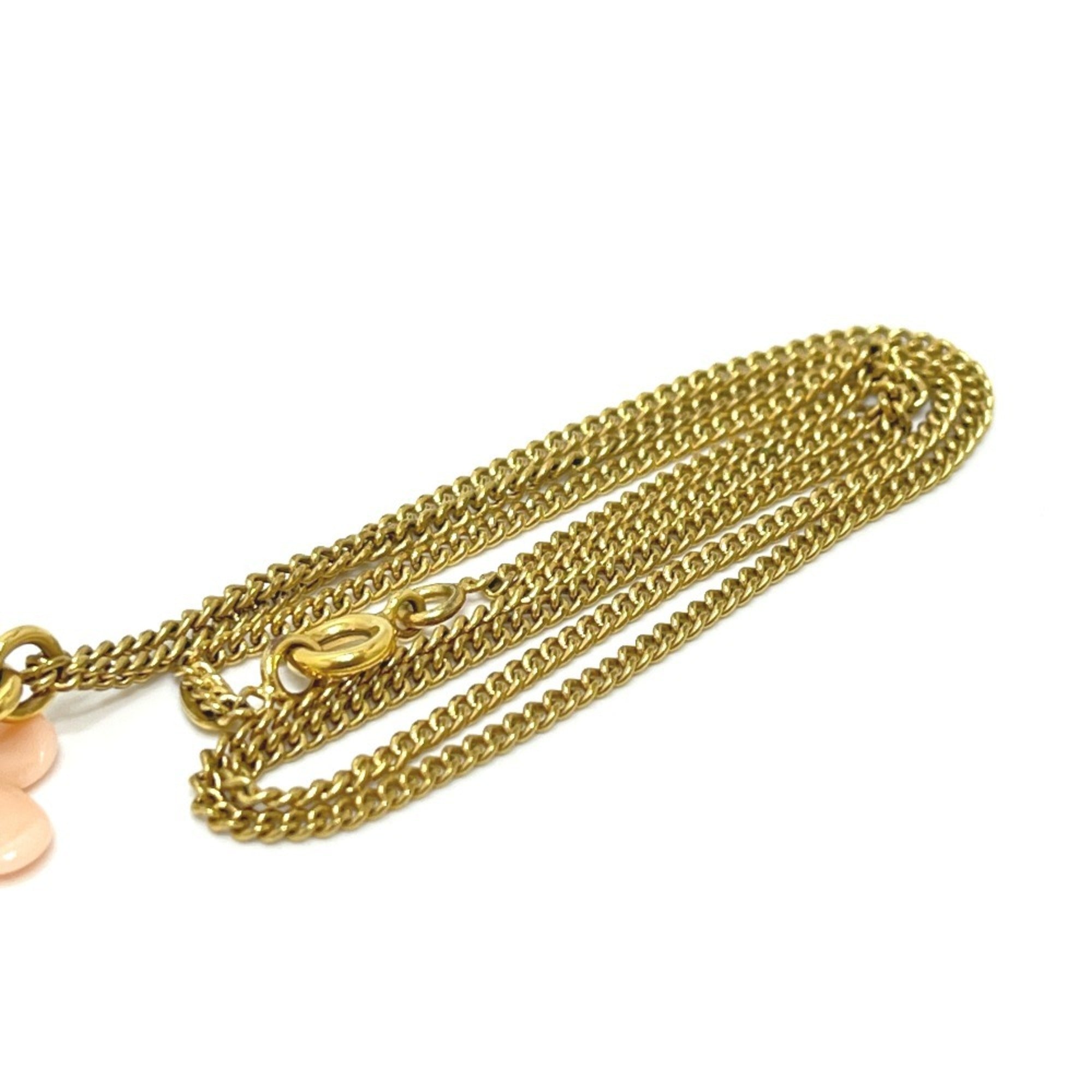 CC Logo Chain Flower Pendant Necklace Gold-Tone Metal
