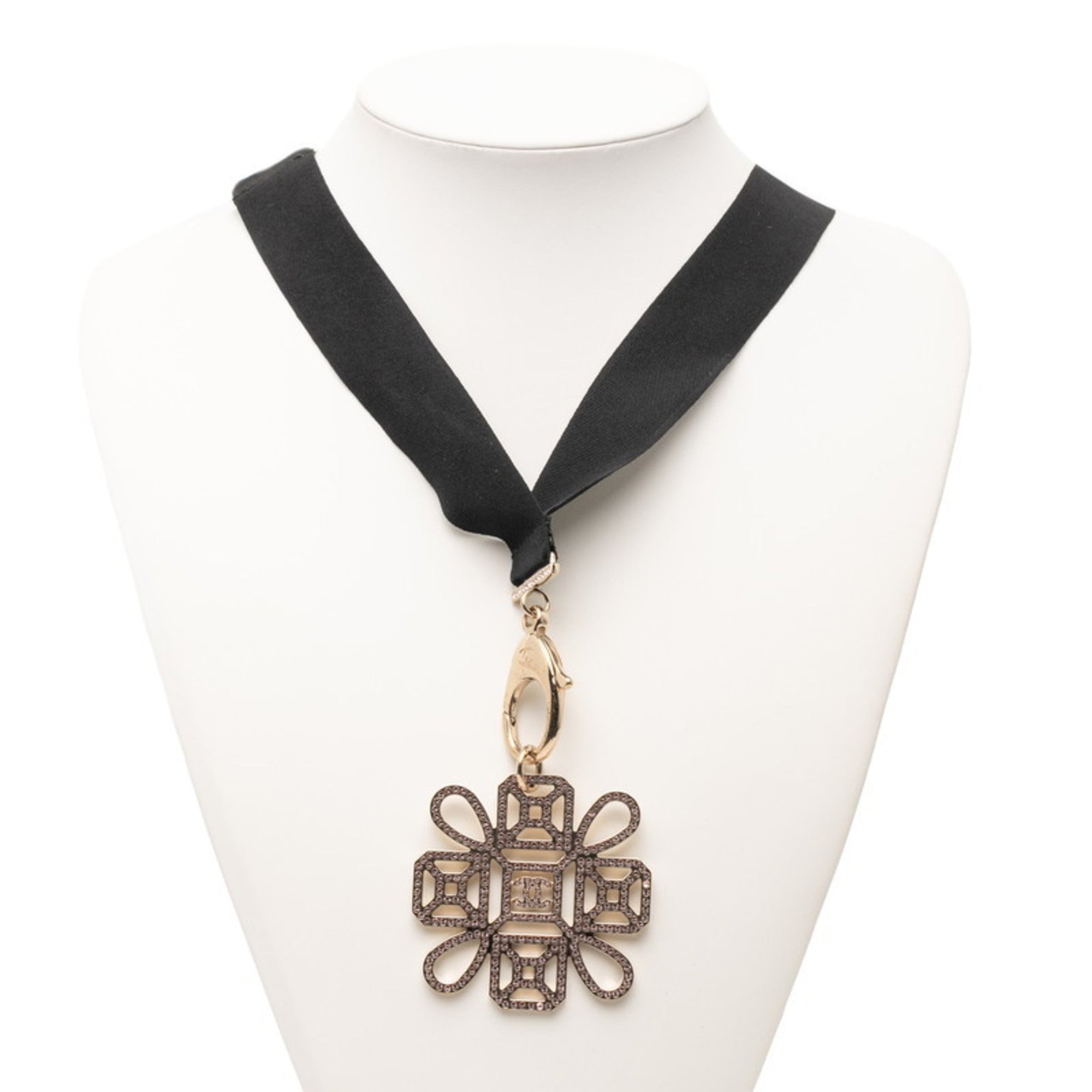 CC Logo Pendant Necklace Gold-Tone Metal