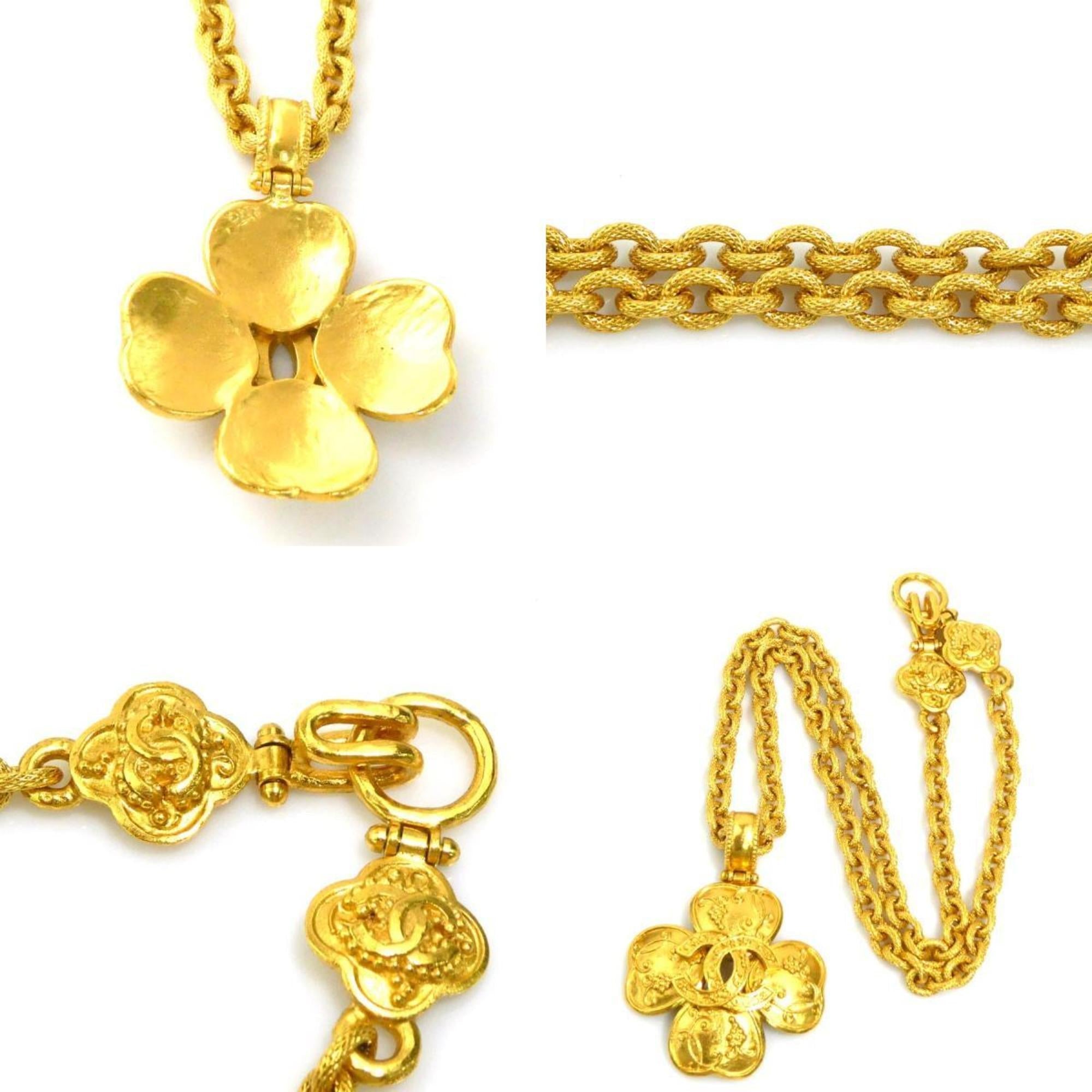 CC Logo Pendant Necklace Gold-Tone Metal