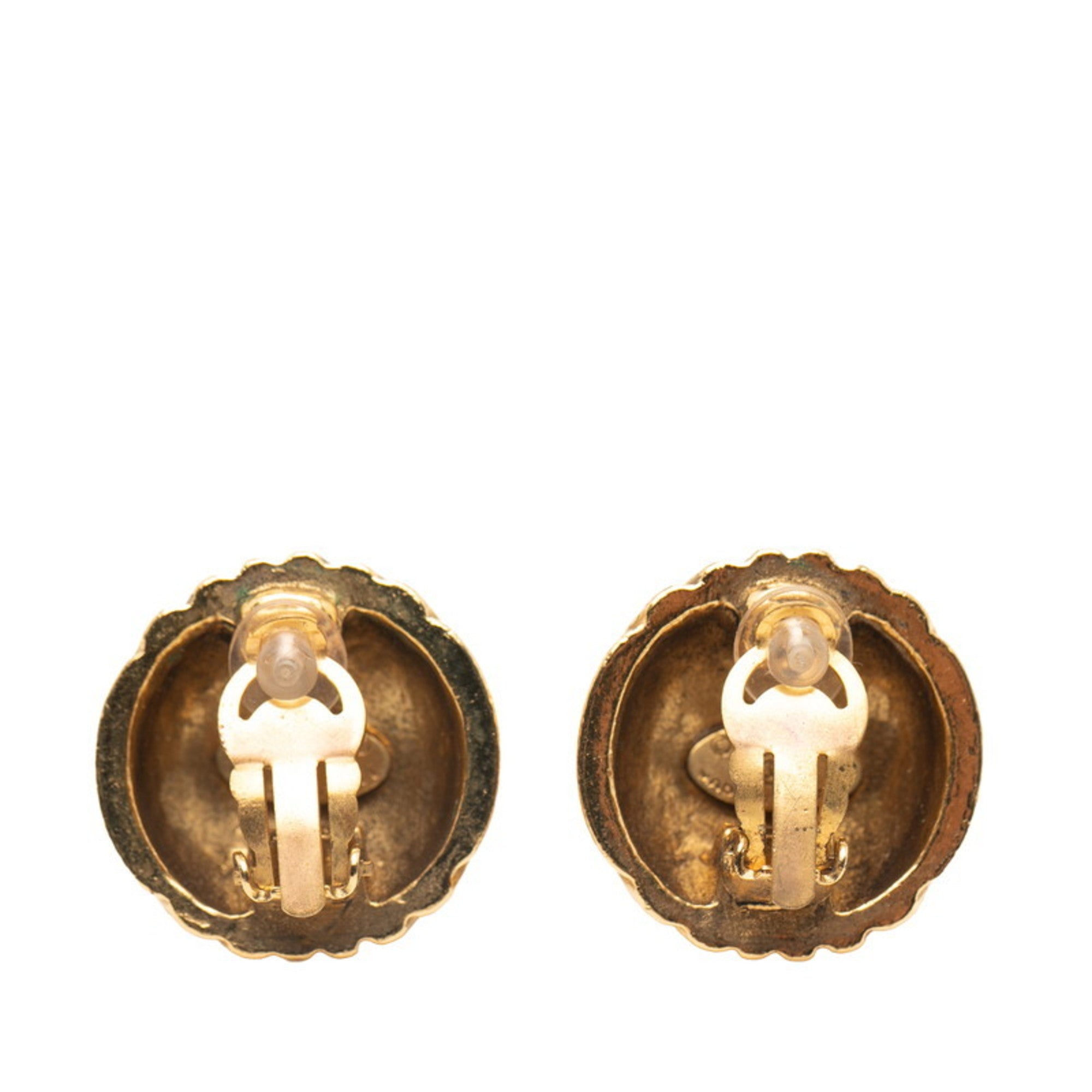 CC Logo Clip-On Earrings Metal Gold-Tone Metal