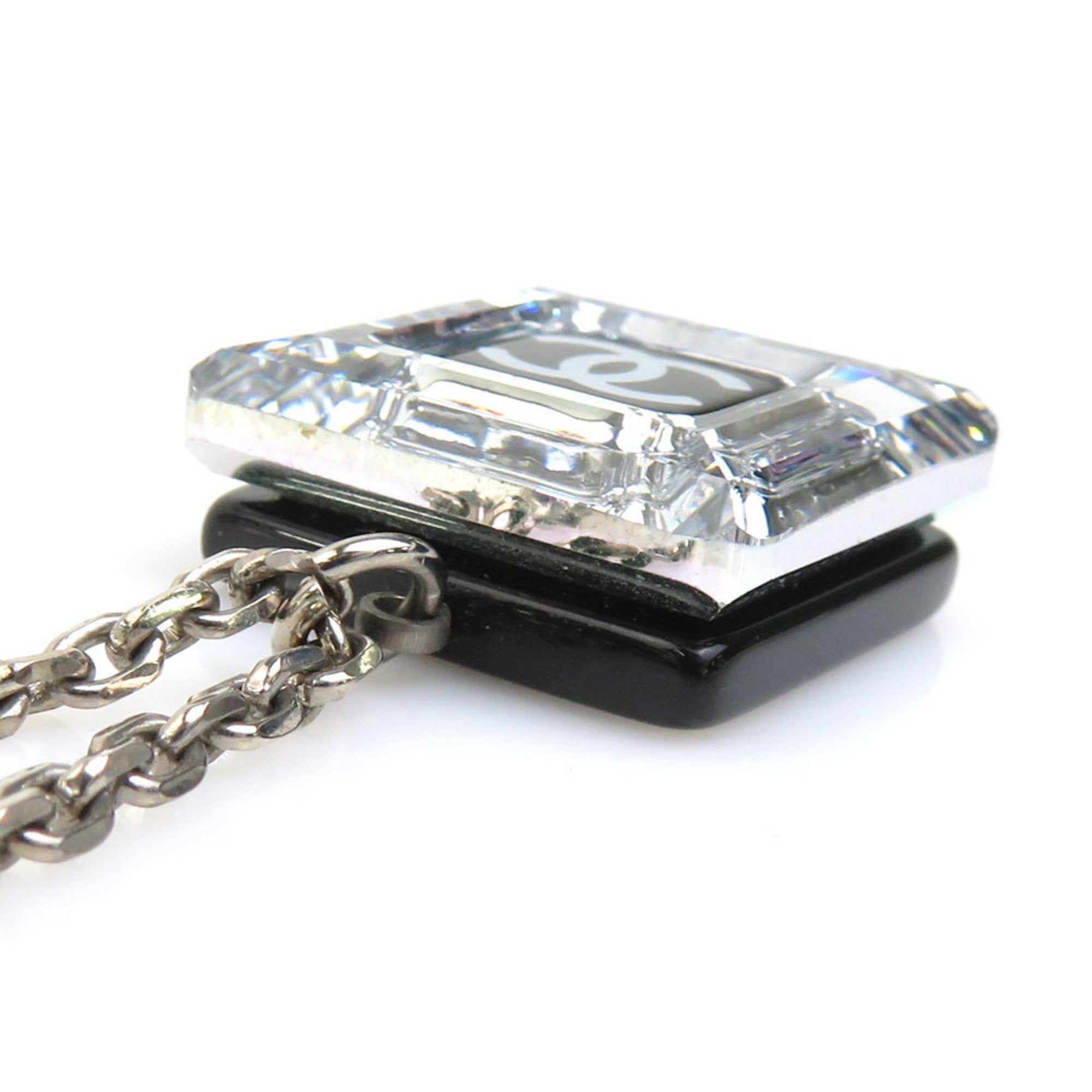 CC Logo Pendant Necklace Silver-Tone Metal