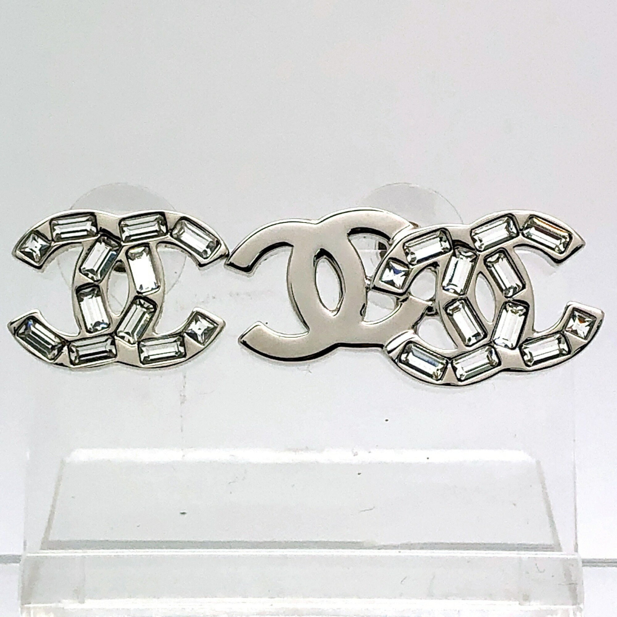 CC Logo Earrings Sterling Silver Sterling Silver and Rhinestone