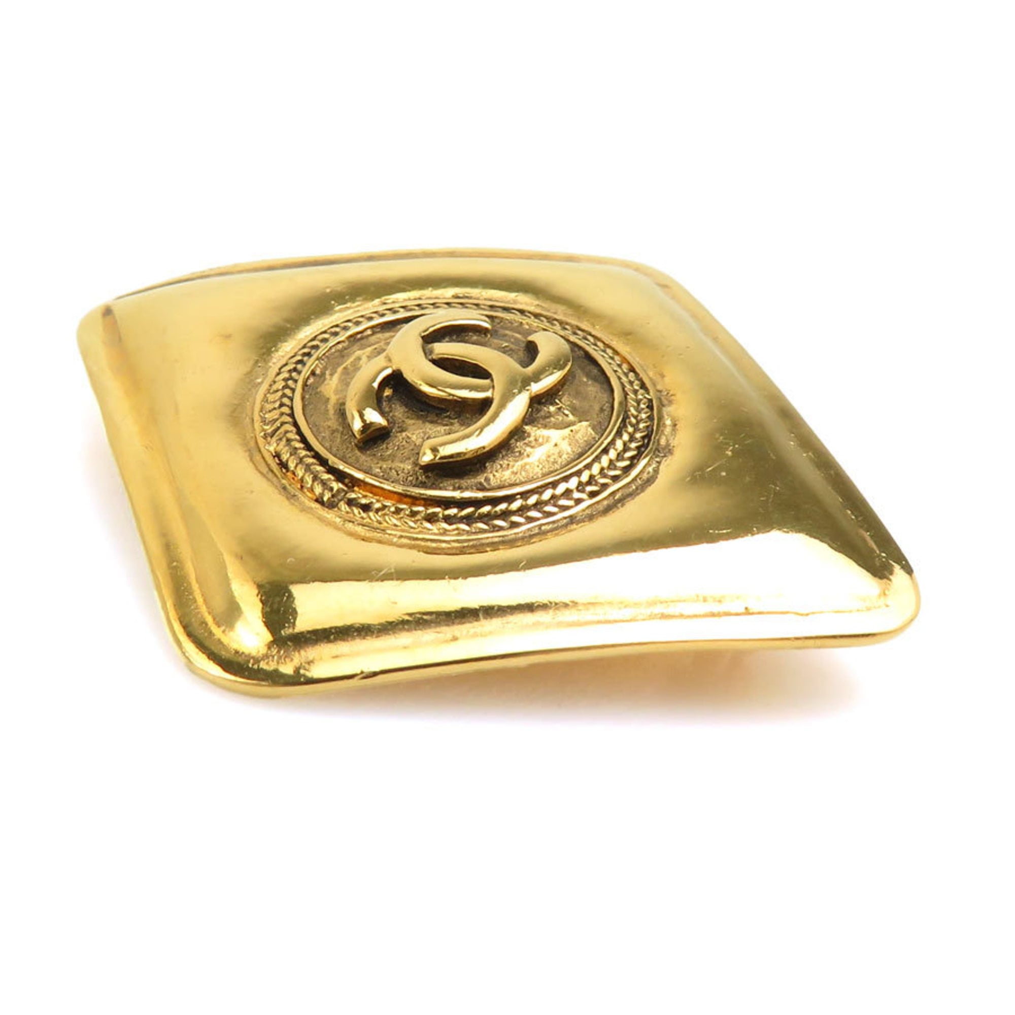 CC Logo Brooch Gold-Tone Metal