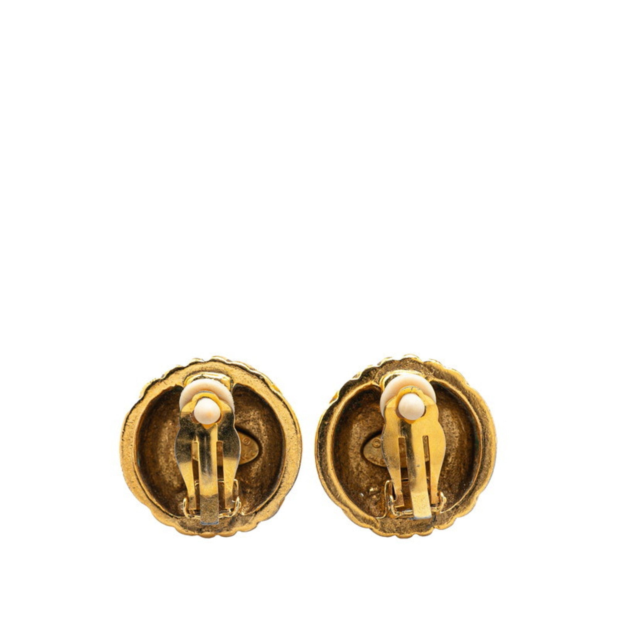 CC Logo Clip-On Earrings Metal Gold-Tone Metal