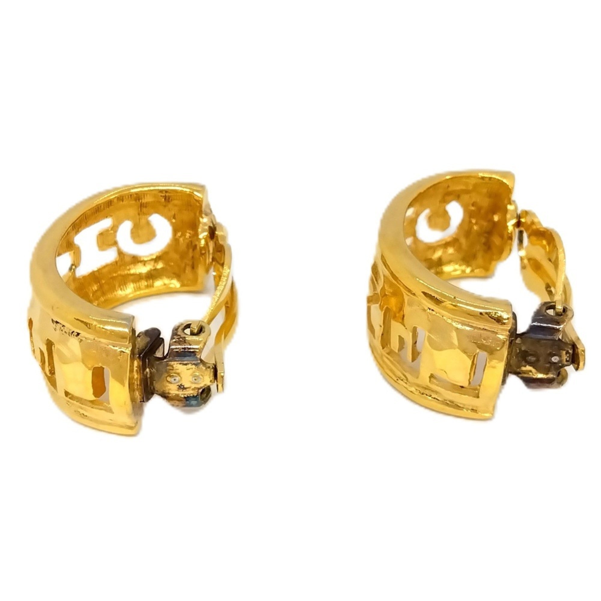 Clip-On Earrings Logo Hoop Gold-Tone Metal