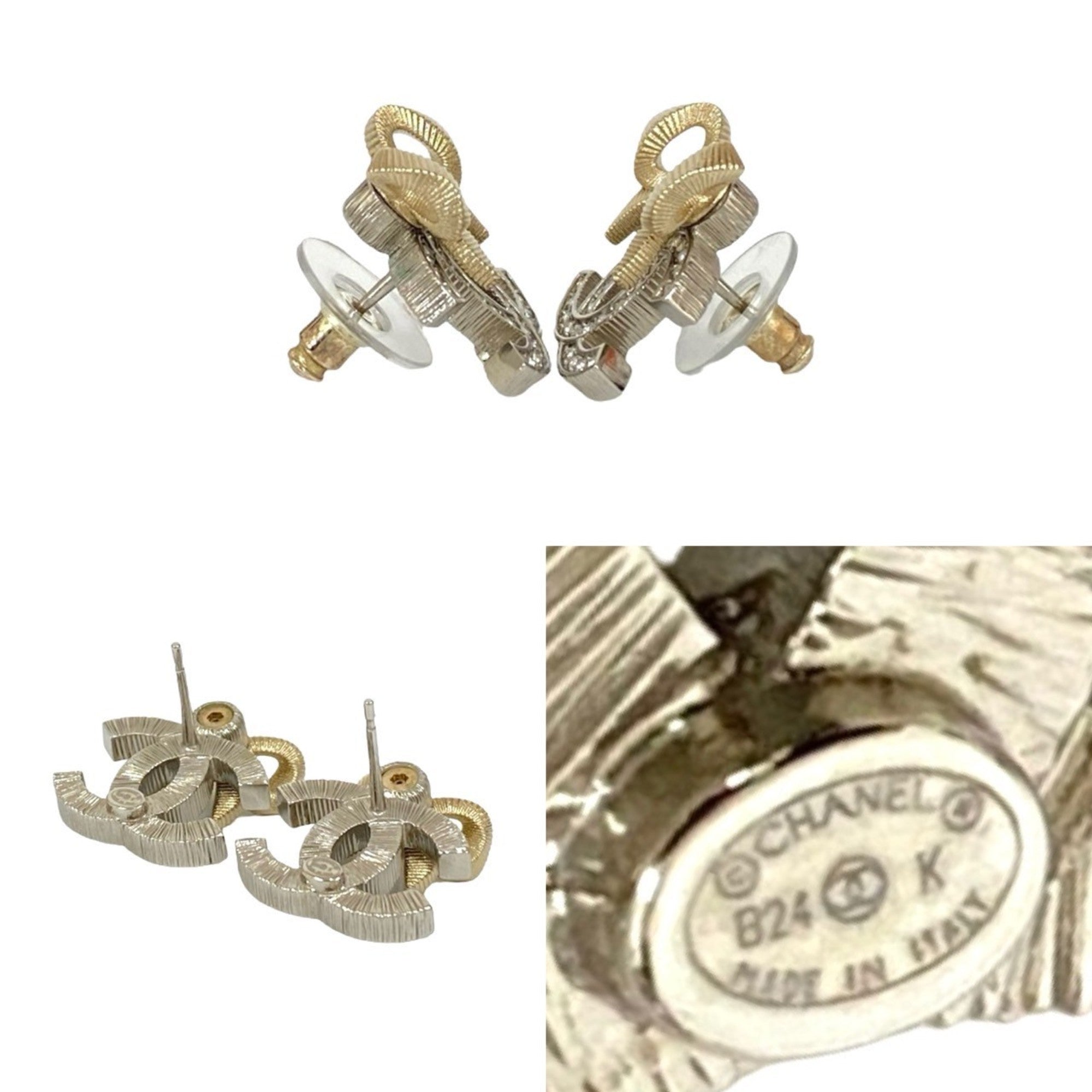 CC Logo Earrings Sterling Silver Gold-Tone Metal