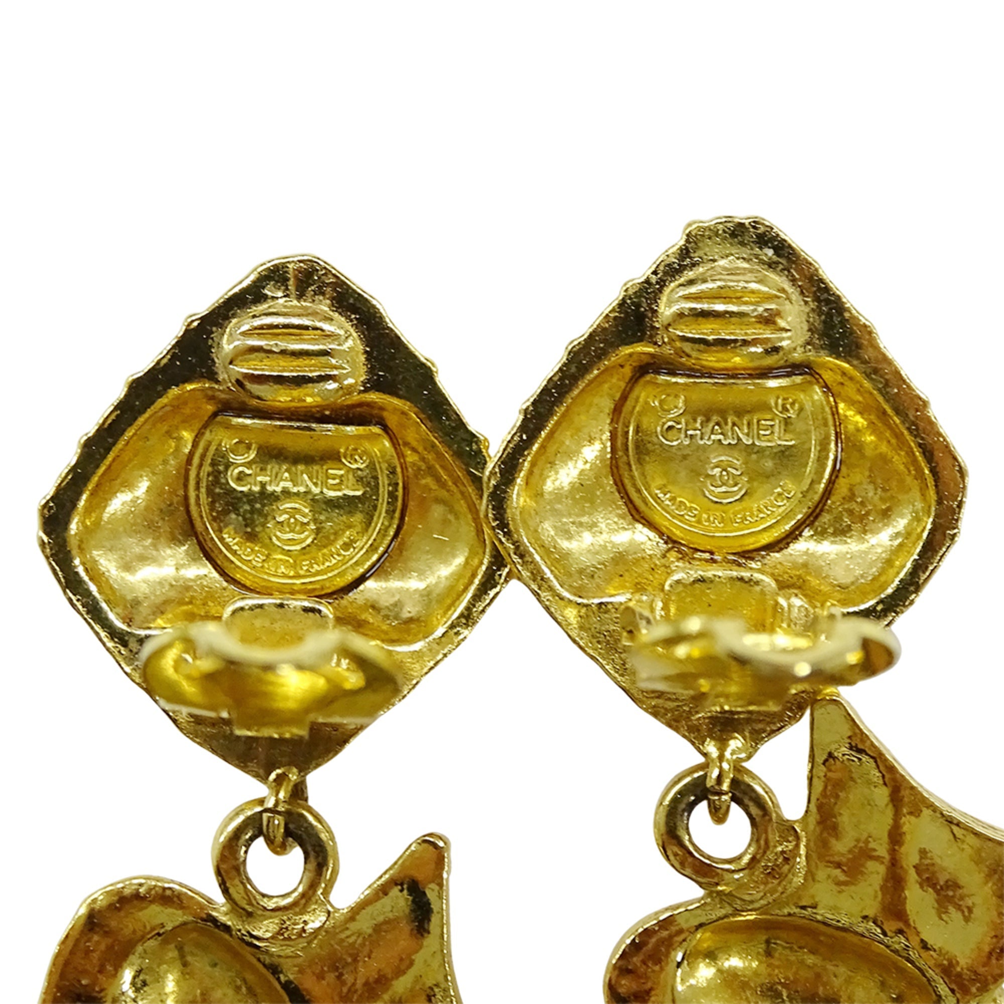 Vintage Earrings Gold-Tone Metal